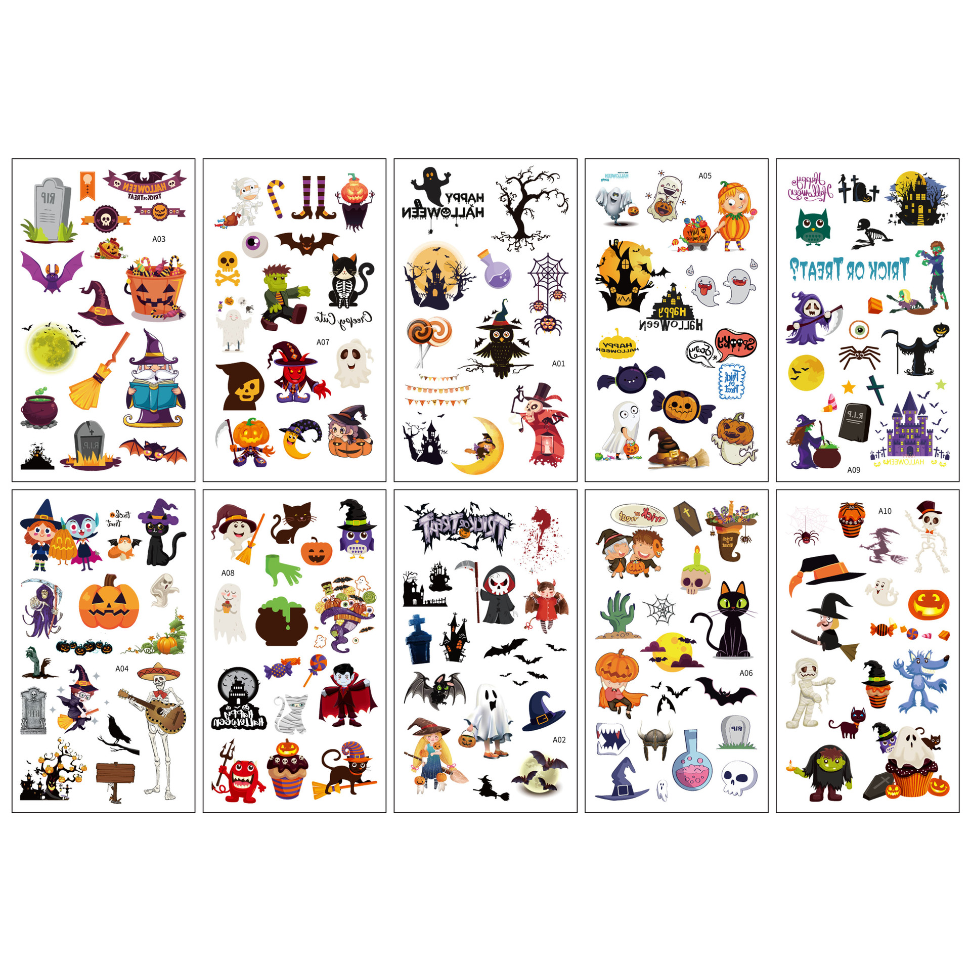 Halloween Temporary Tattoo Set (10 Sheets) 3