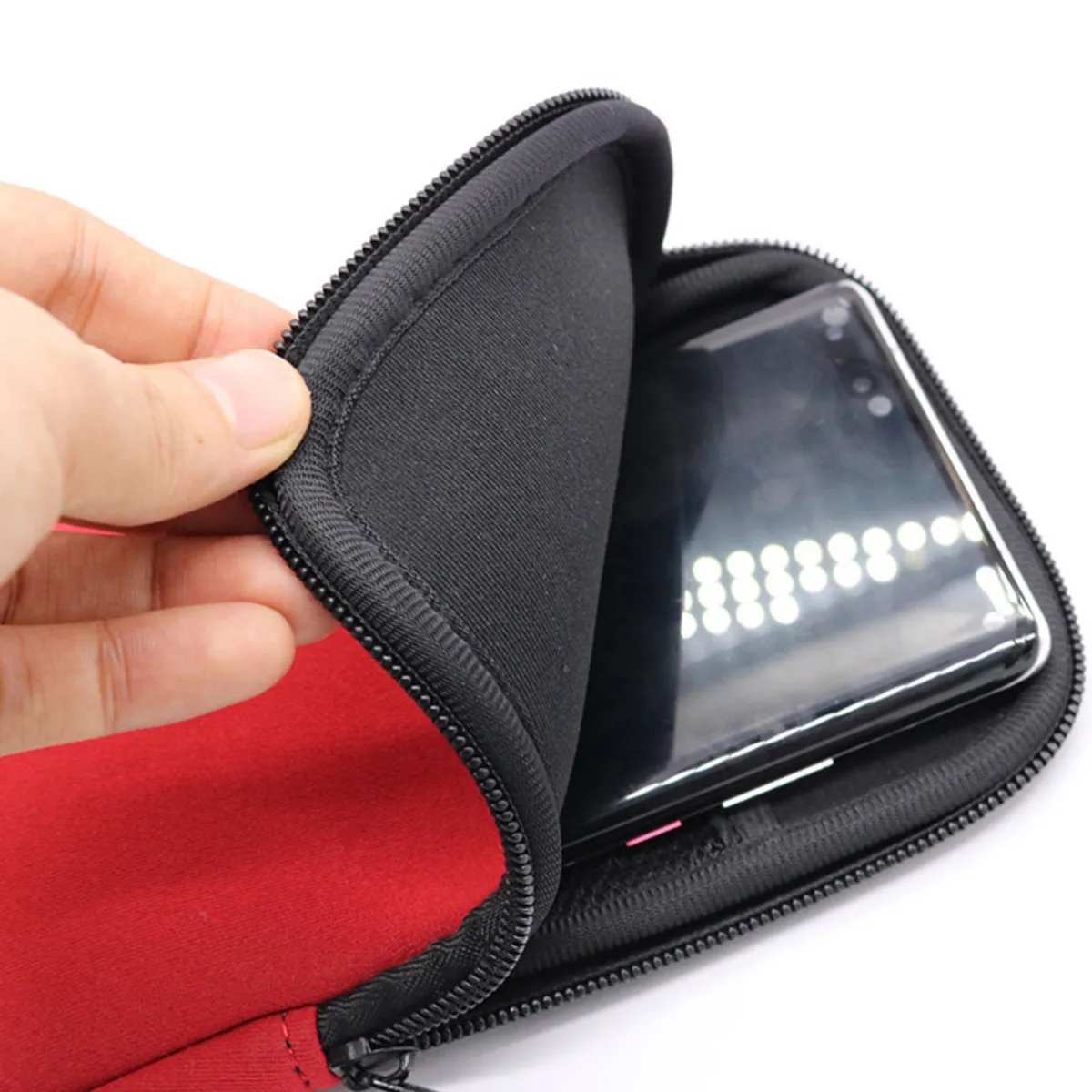Neoprene Zipper Phone Pouch with Lanyard Strap 4