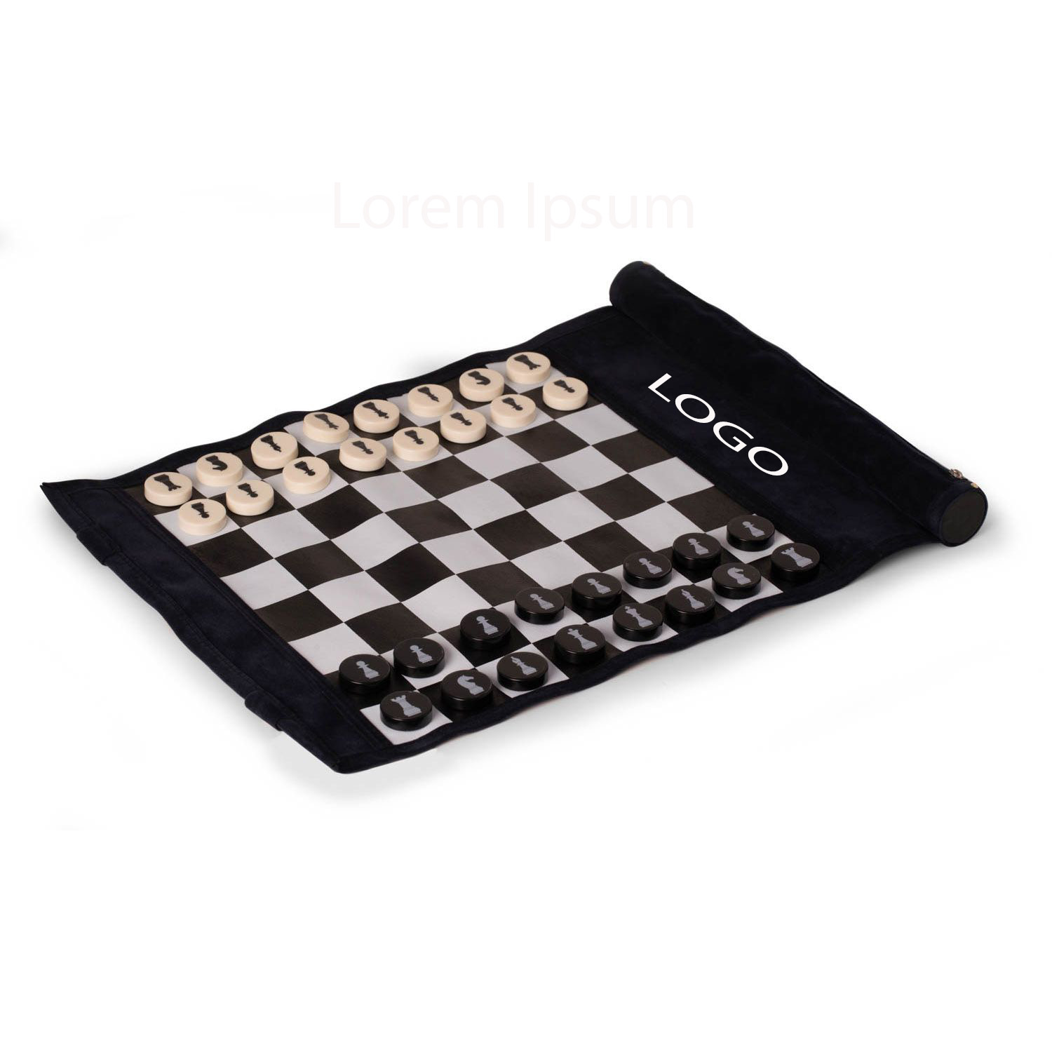 SUEDEROLL-UP CHESS TRAVEL SET 3