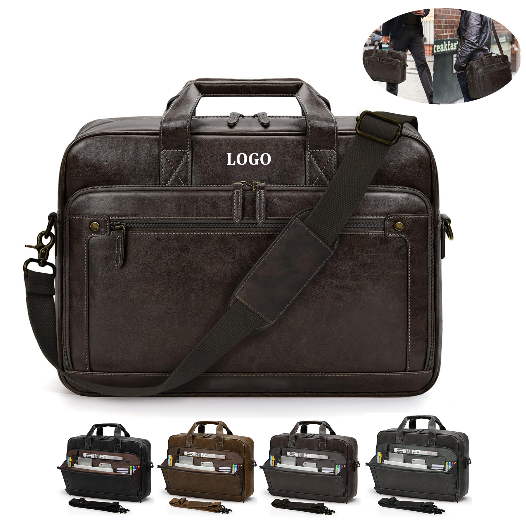 Leather Briefcase Laptop Bag 7