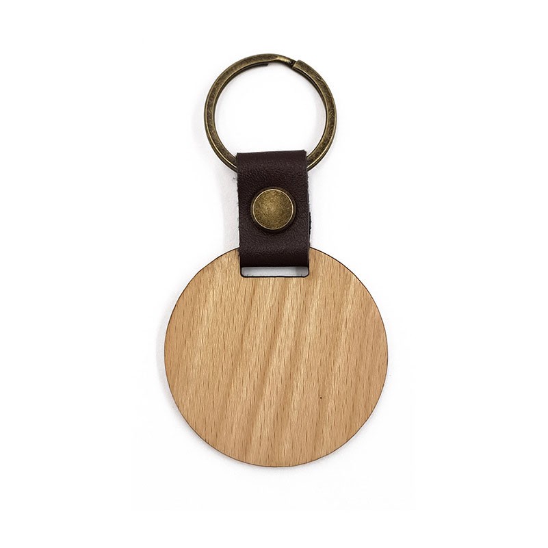 Engraved Wooden w/ Leather Keychain 5