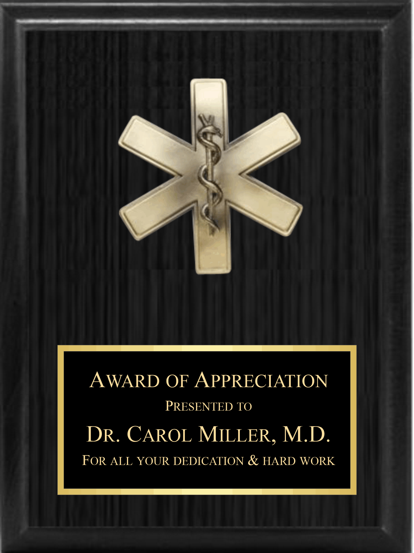 5" Star Of Life On Plaque 5