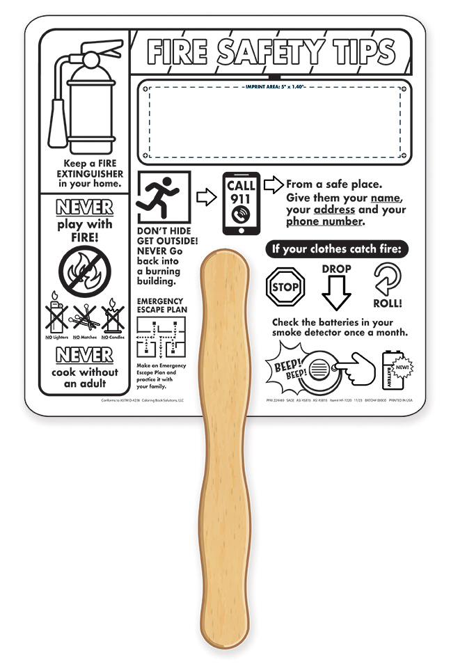 HAND FANS - Fire Safety Coloring Hand Fan 7