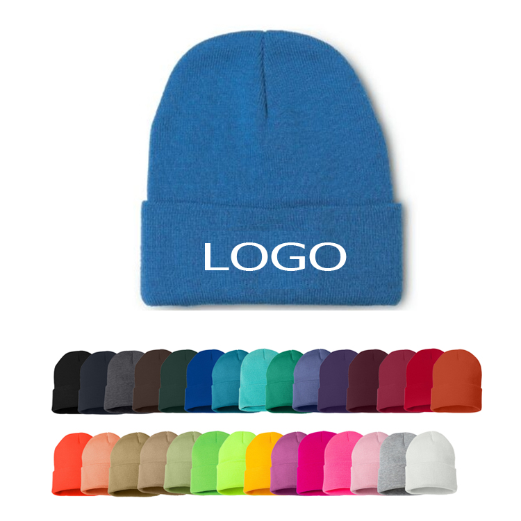 Embroidery Knitted Cuffed Beanie 1