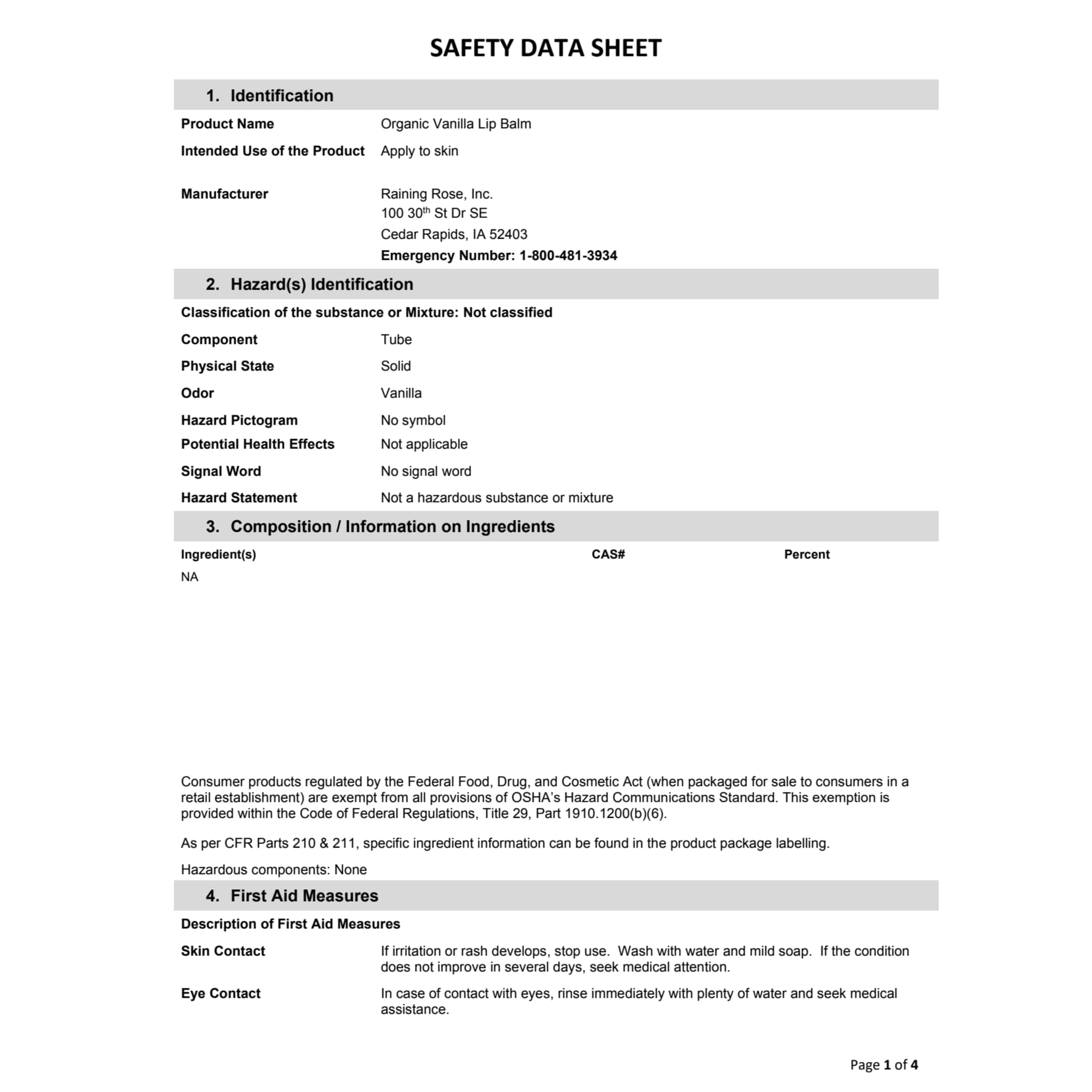 95% Organic Lip Balm 57