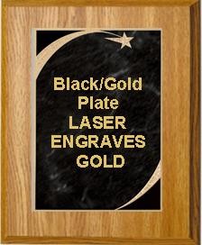 7" x 9" Oak Finish Plaque with a Black Victory Star Marble Plate 2