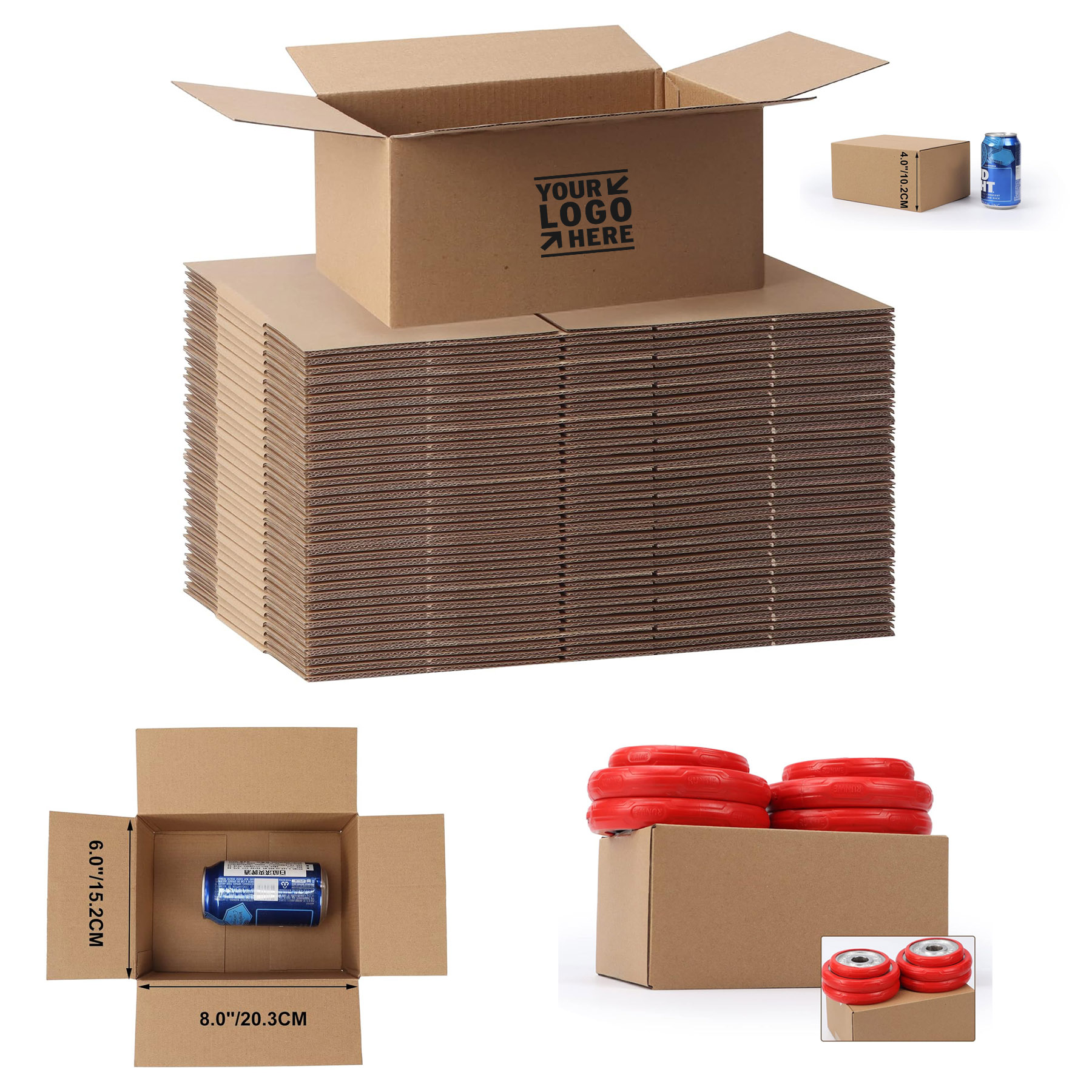 Rectangular 8x6x4 Inches Shipping Corrugated Cardboard Mailing Packaging Box  