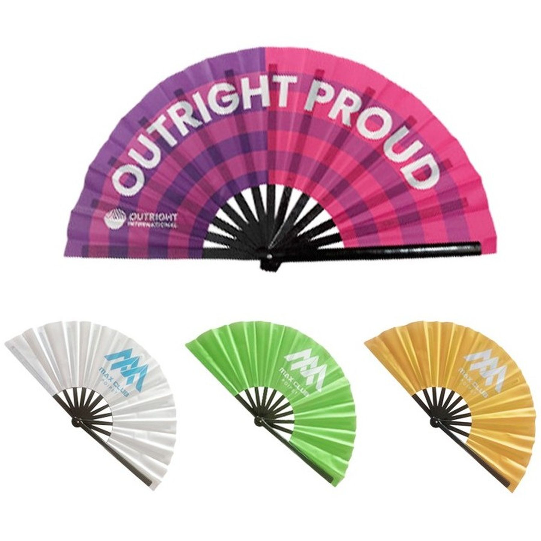 13 Inch Folding Hand Rave Bamboo Gay Pride Rainbow Fan 2