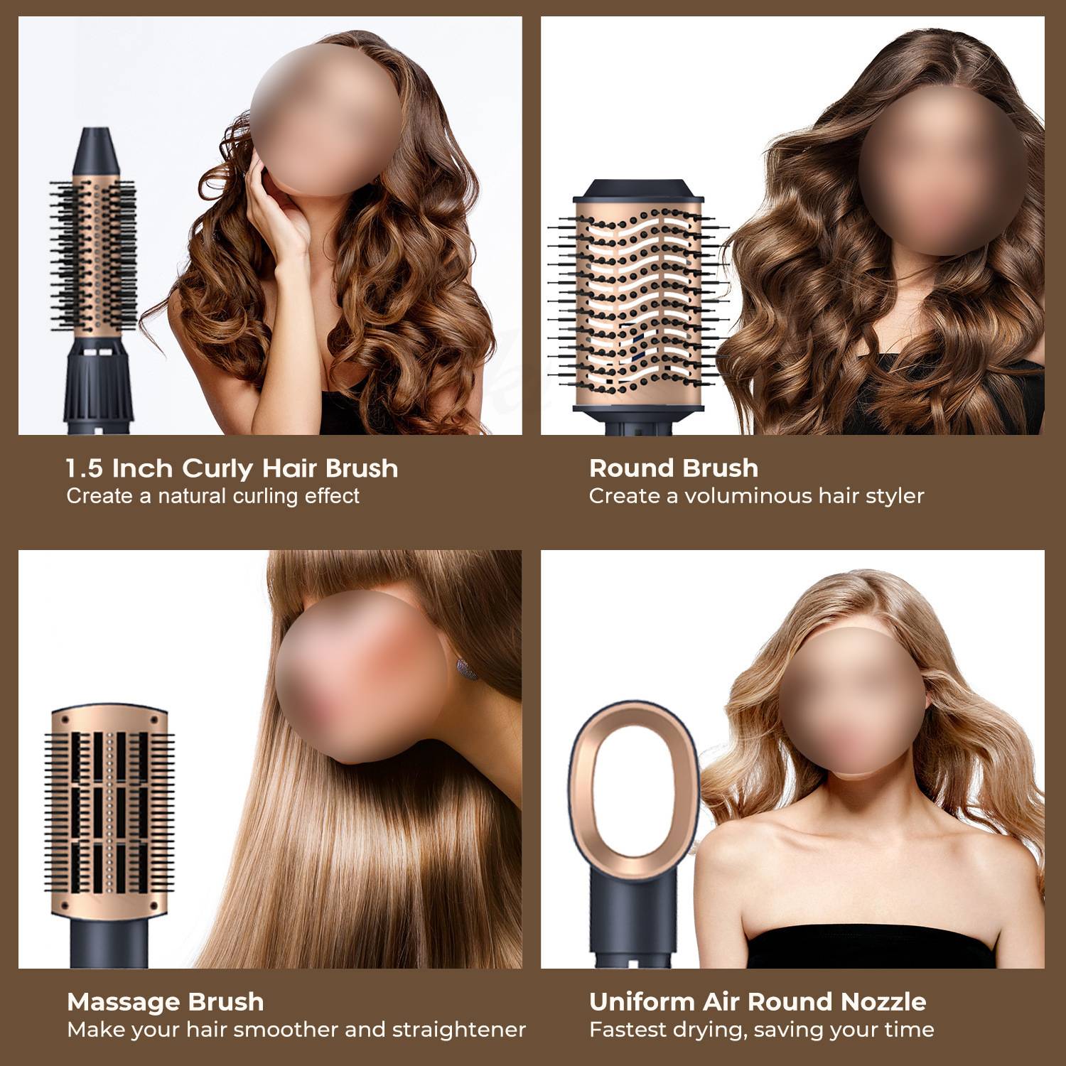 4 in 1 Multifunction Hot Air Hair Brush Dryer Straight Curl 7