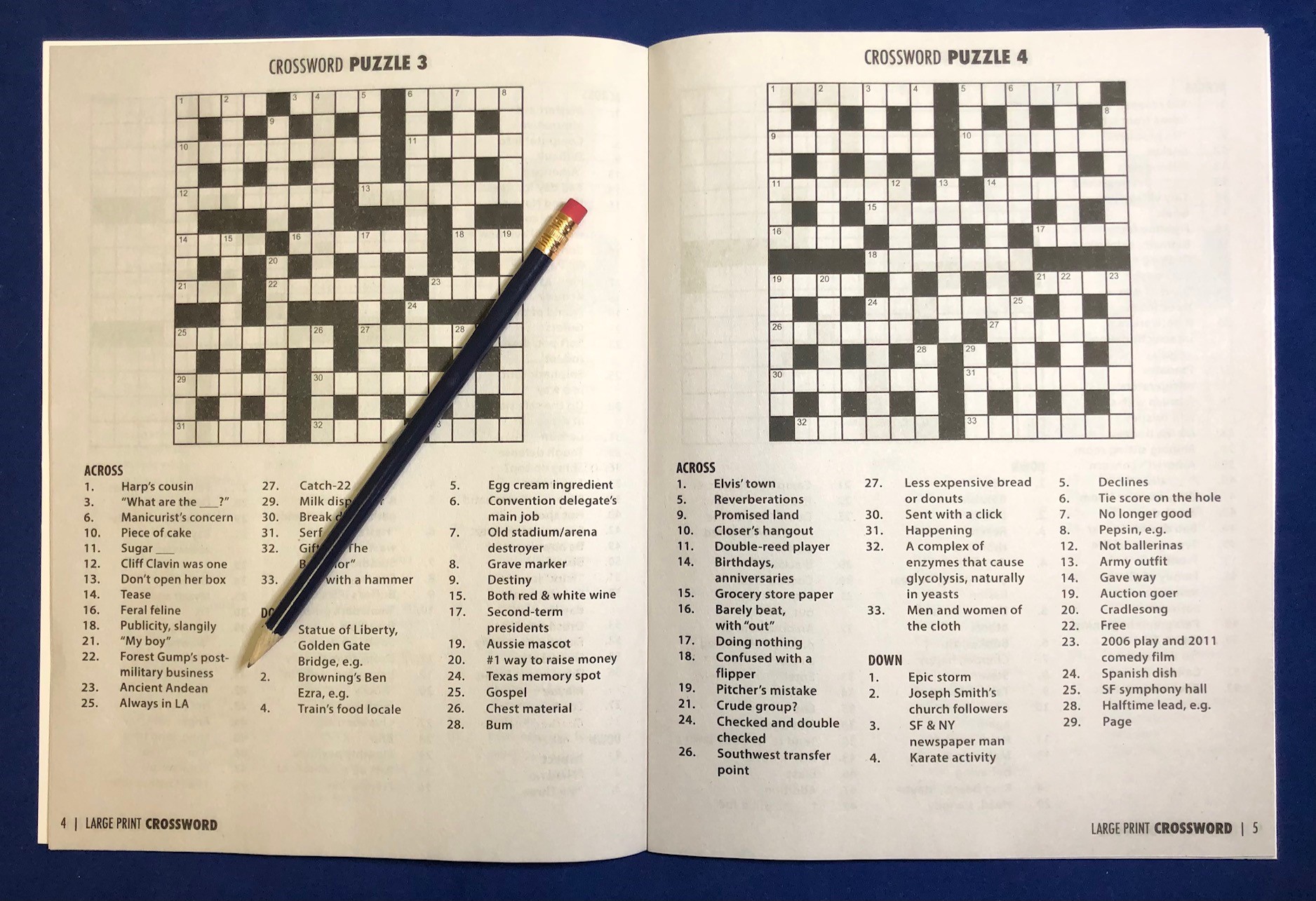 PUZZLE PACK - LARGE PRINT Crossword Puzzle Book - Volume 2 with Pencil 3