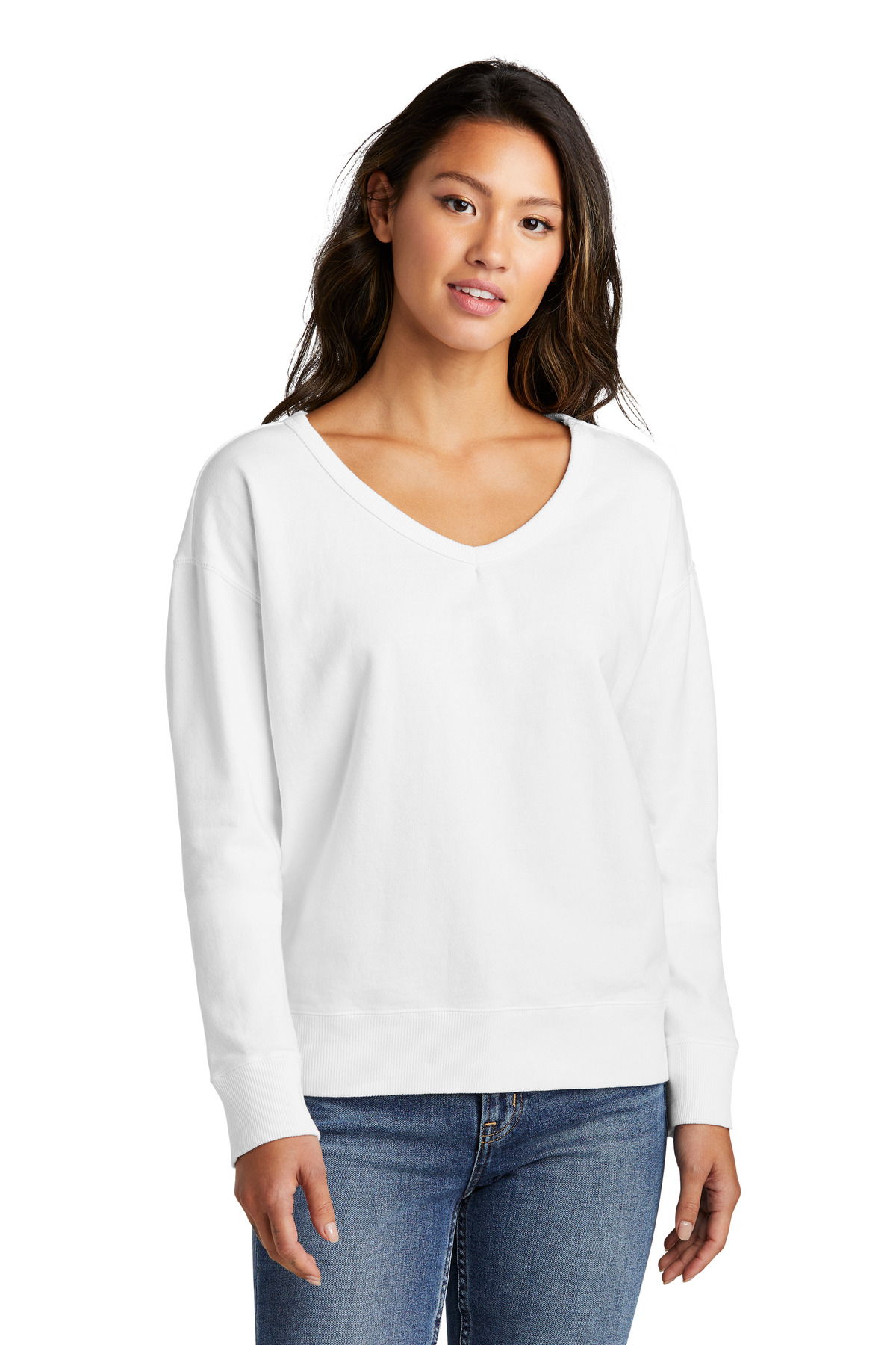 Port & Co Women's Beach Wash Garment-Dyed V-Neck Sweatshirt LPC098V 45