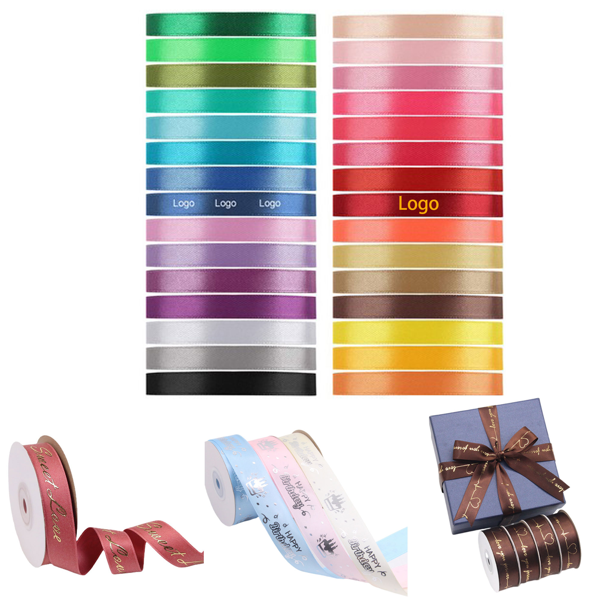 Custom 1" 100 Yard Gift Ribbon Roll 2