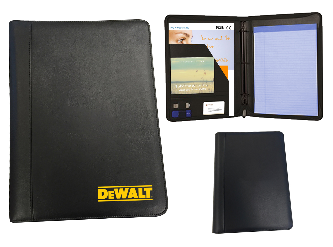 DEWALT Executive Zippered Leather Padfolio 3