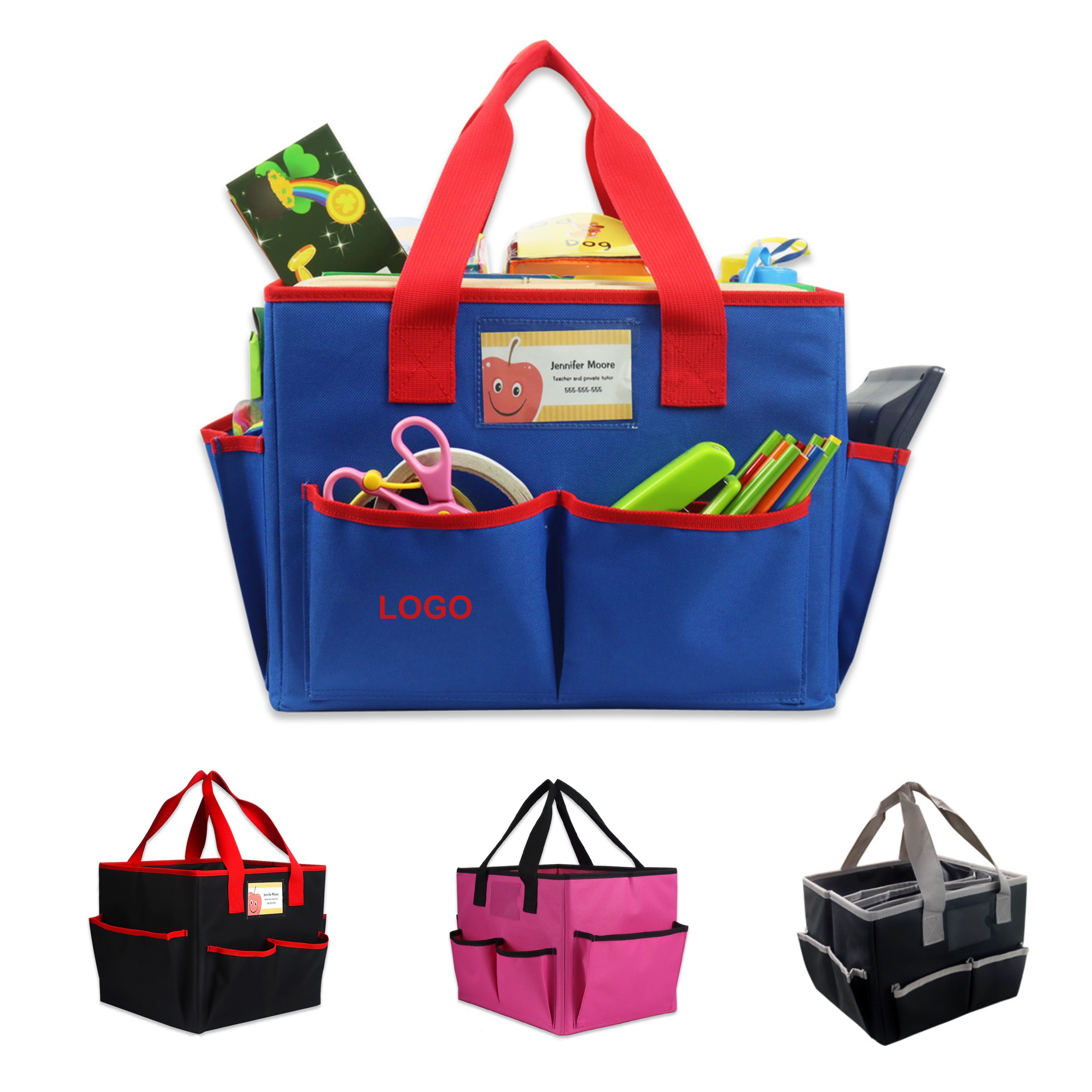Teacher Tote Bag with Multi Pockets (direct import), custom tote bag with logo imprint 3