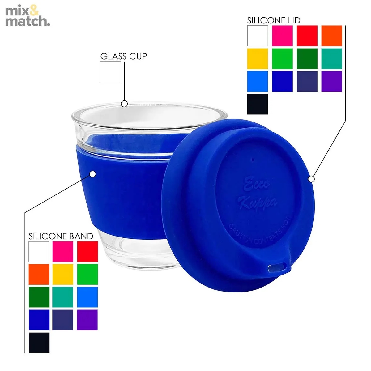 8 oz. Reusable Glass Coffee Cup with Lids 6