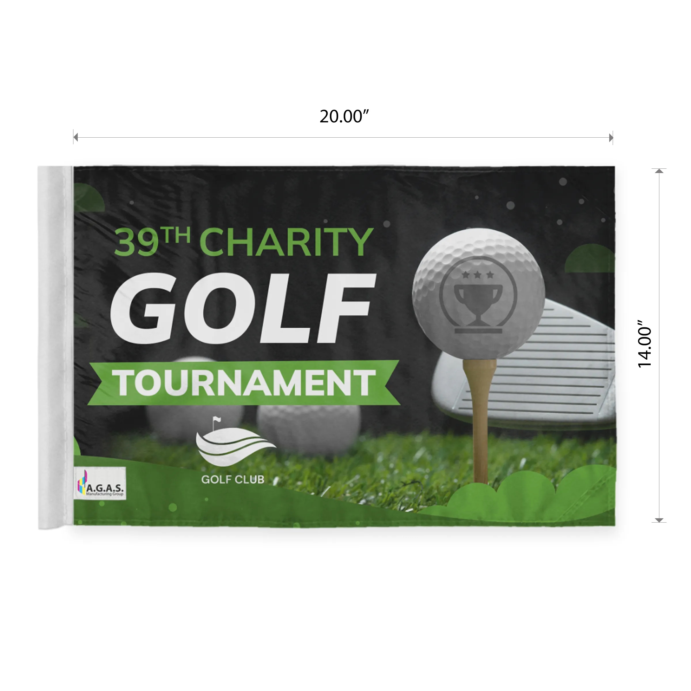 14"x20" Golf Flag with 6' White Fiberglass Pole 4