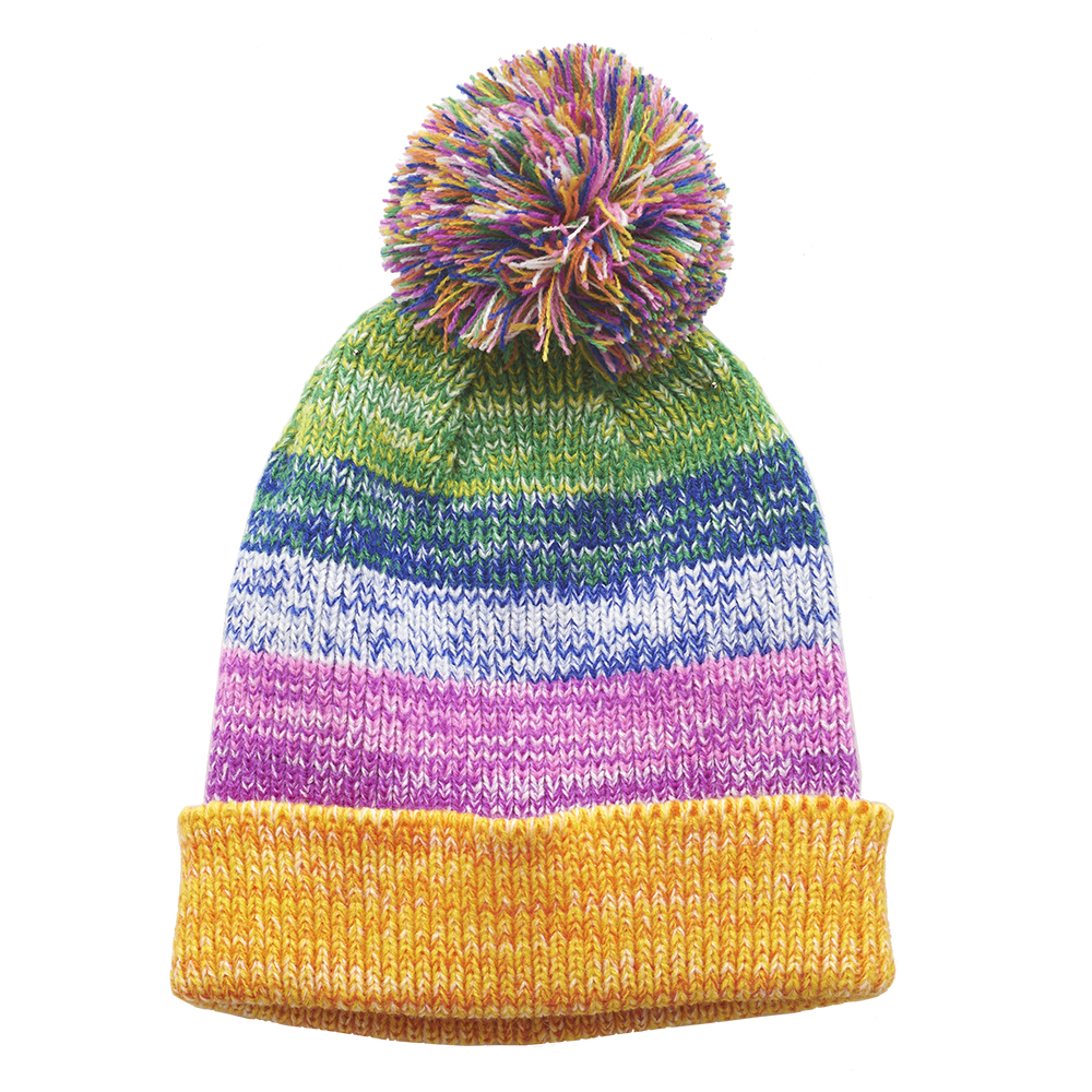 Bodga Multi-Color Knitted Pom Pom Beanies