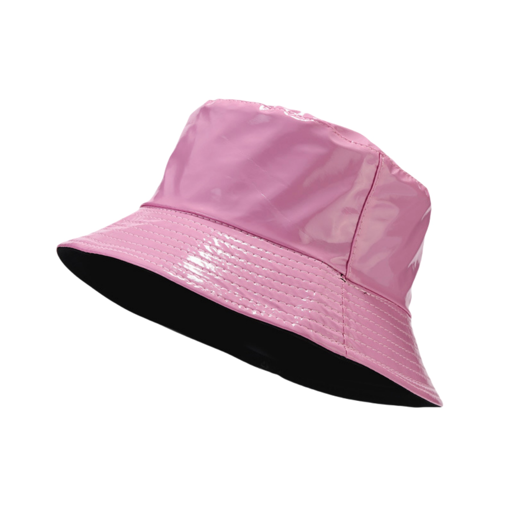 Metallic Bucket PU Hat Trendy WomensReversibleBeach Cap 7