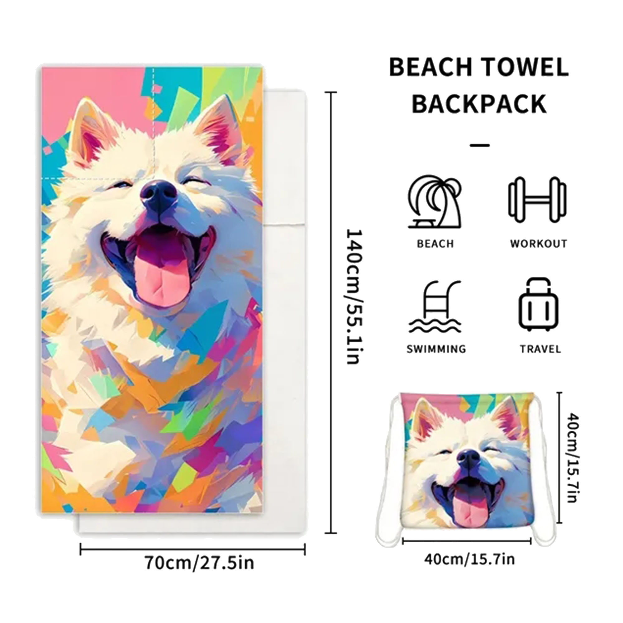 2-in-1 Foldable Beach Towel For Storage 4