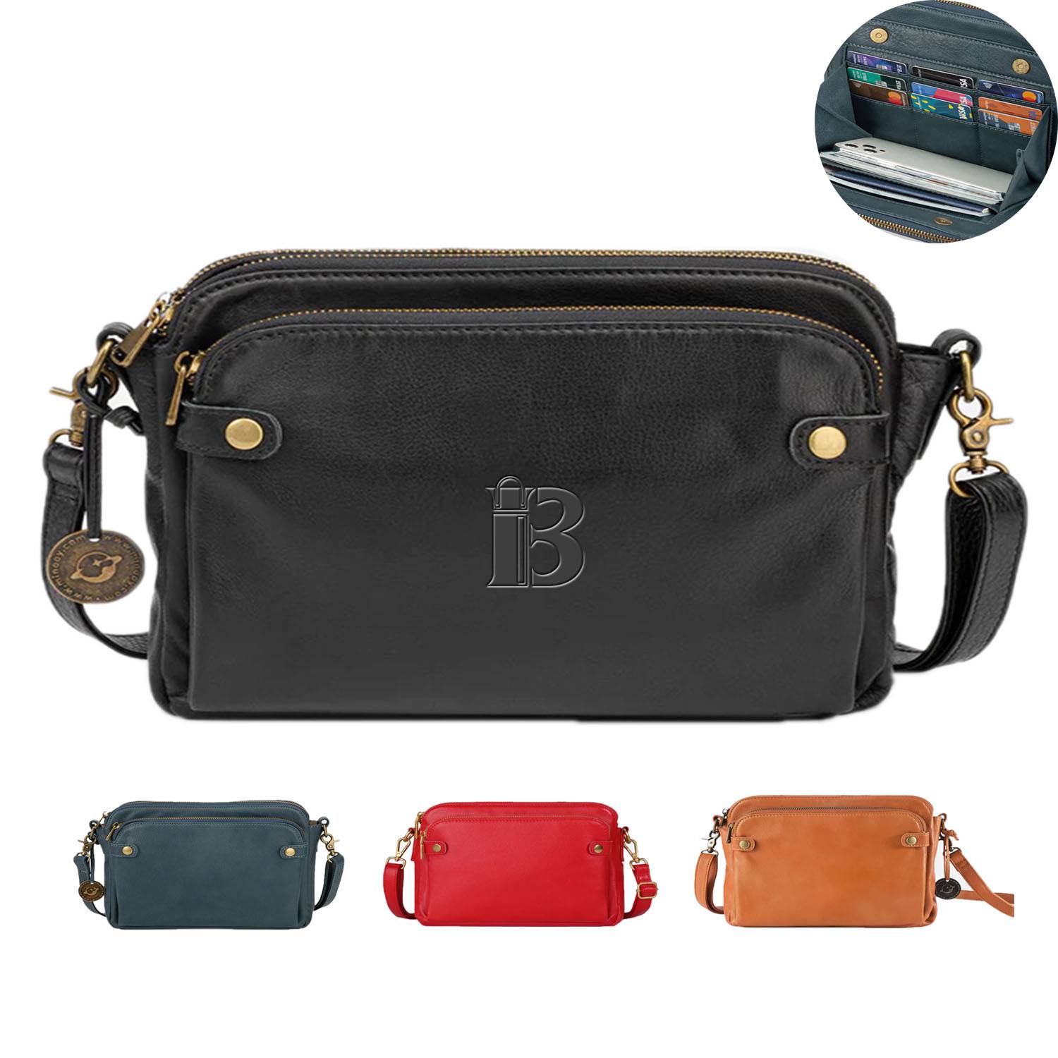 PU Leather 3 Layer Crossbody Bag 1