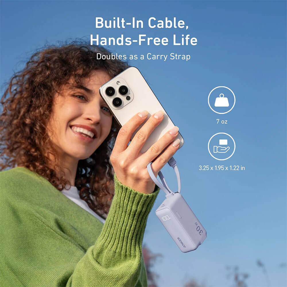 3-in-1 Power Bank 30W Fusion Built-In USB-C Cable