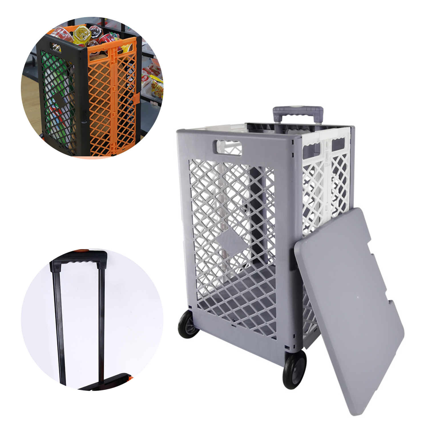 Foldable Mesh Cart, Rolling & Collapsible, Easy Storage 4