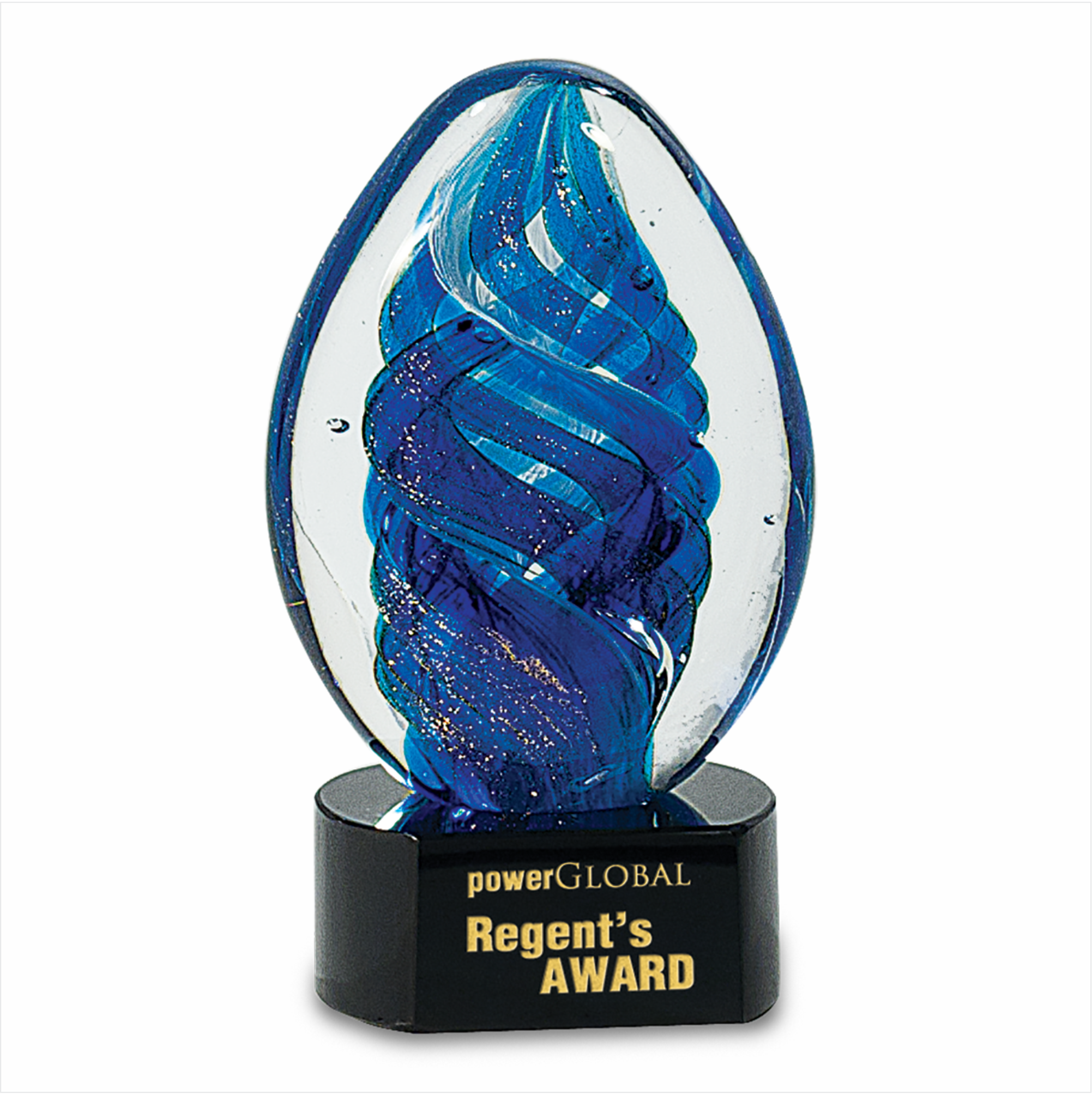 Blue Oval Swirl Art Glass 5