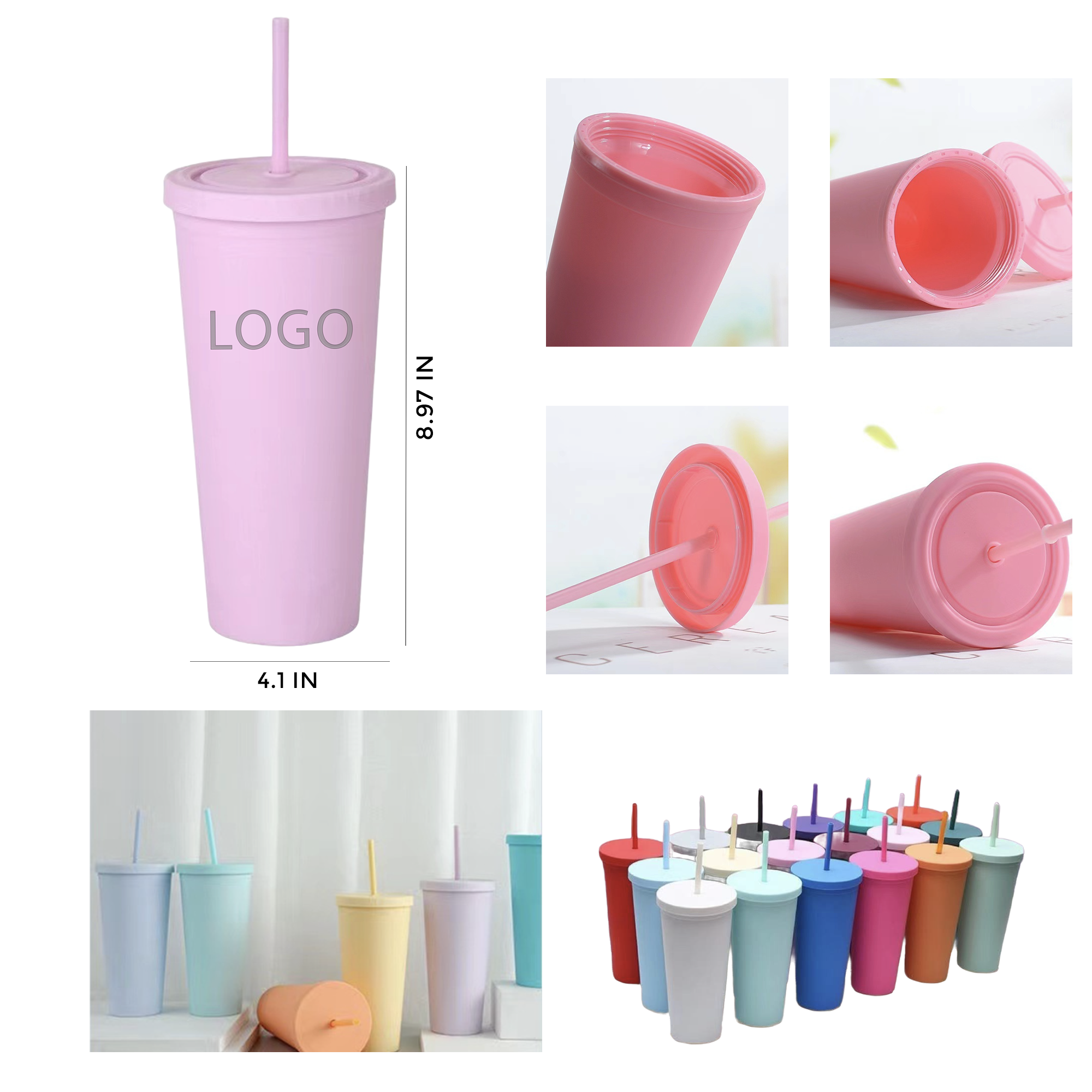 MOQ 10 Pcs 24oz Plastic Straw Cup 2