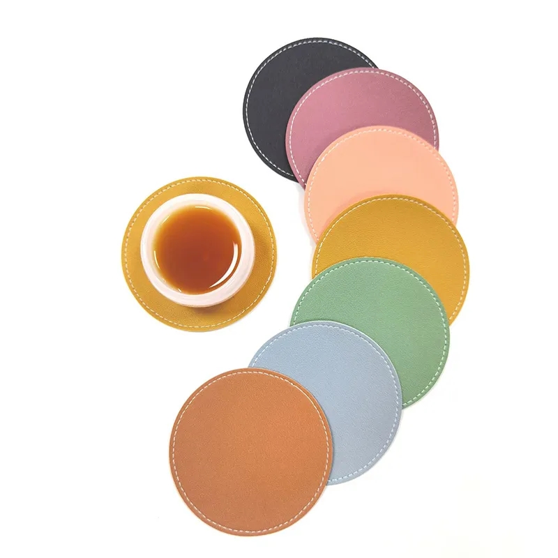 Leather Round Coaster 1