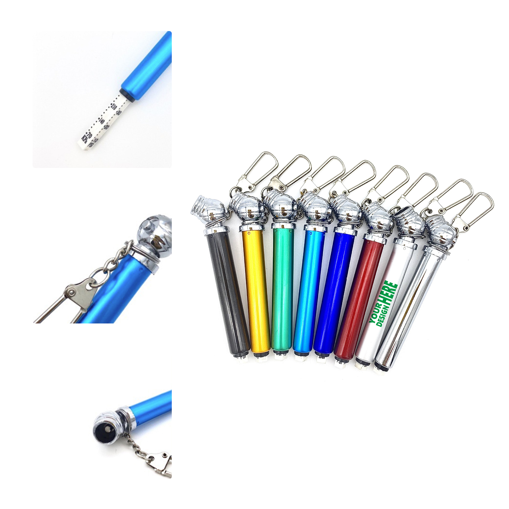 MOQ 50 Mini Tire Pressure Gauge Keychain 1
