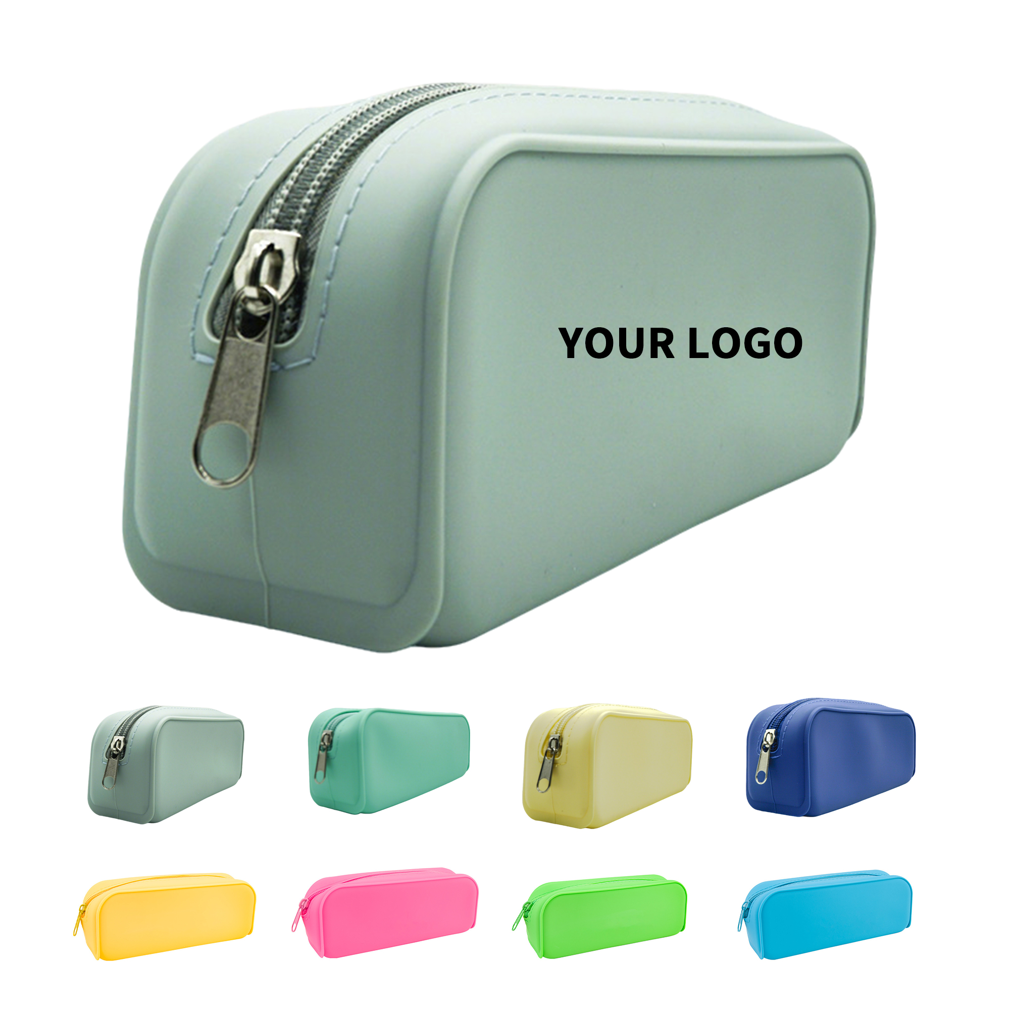 Silicone Square Stationery Pen Case With Metal Zipper 7.1" x 2.8" x 2" 3