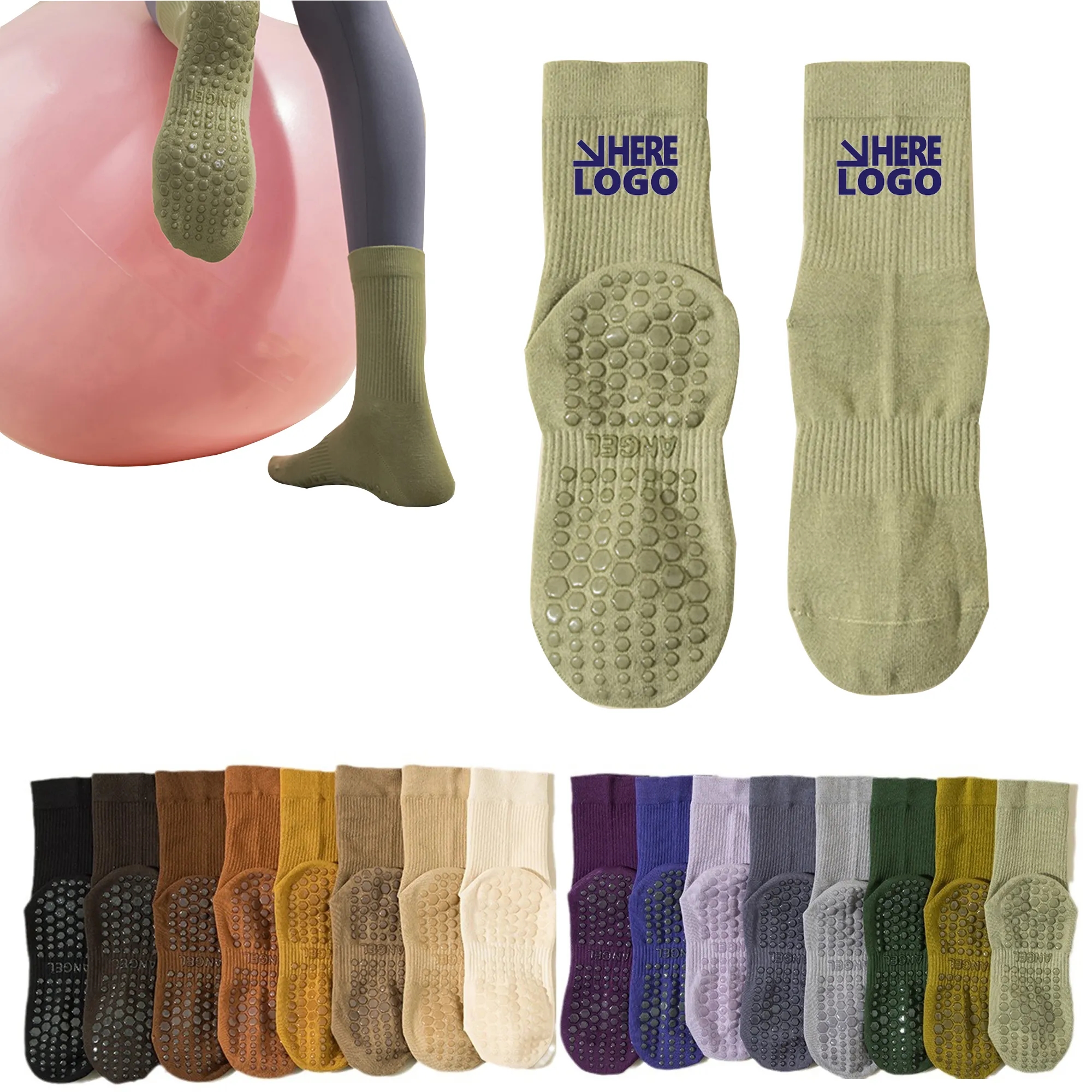 Non-Slip Silicone Indoor Pilates Yoga Mid-Tube Socks 2