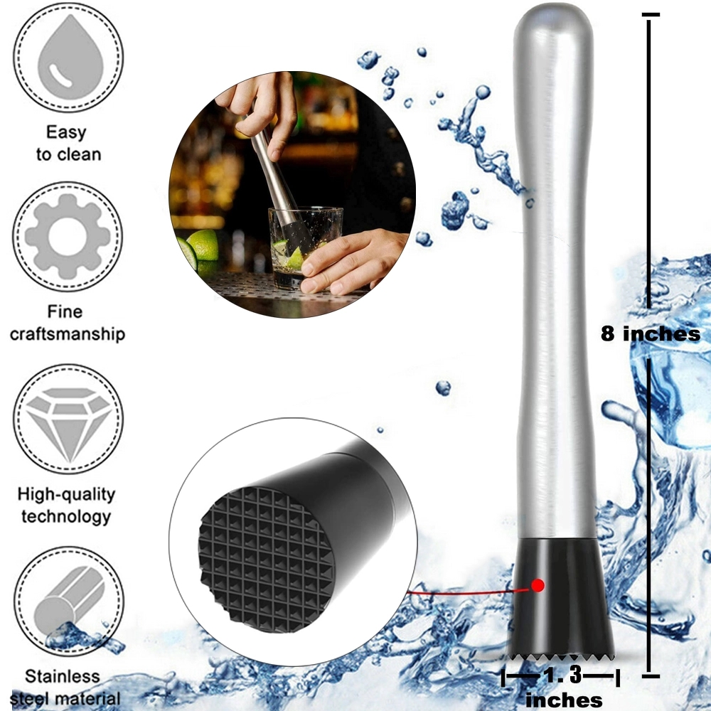 Stainless Steel 8" Muddler for Cocktails 6