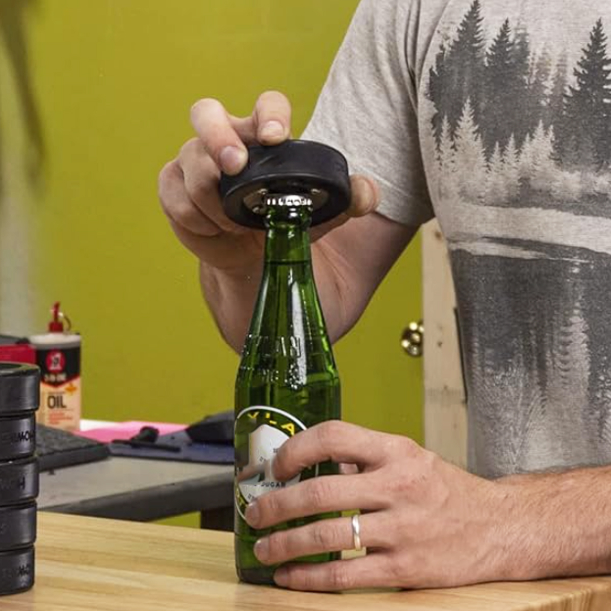 Hockey Puck Bottle Opener with Custom Logo Print 5