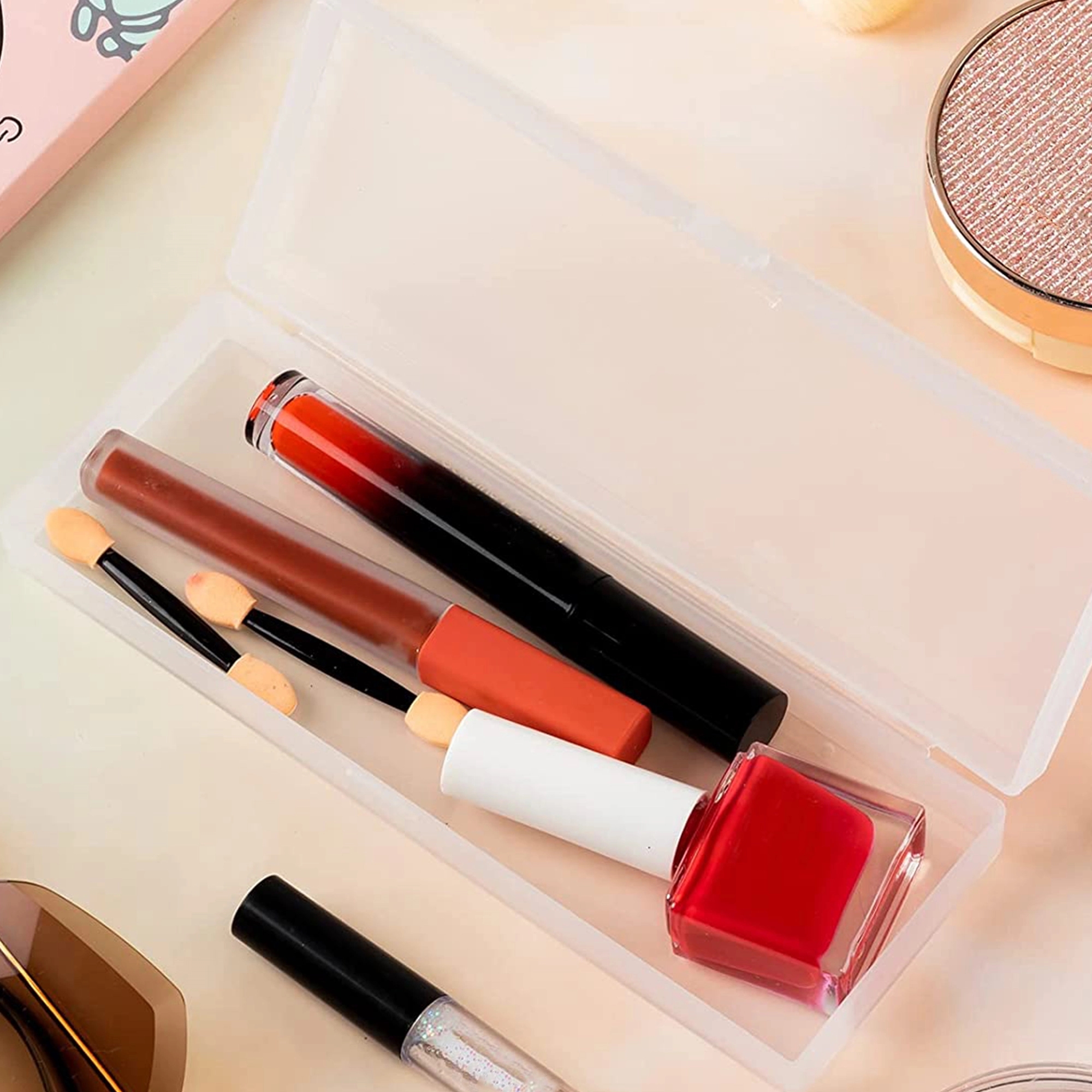 Plastic Pencil Box Clear Storage School Supply Case 2