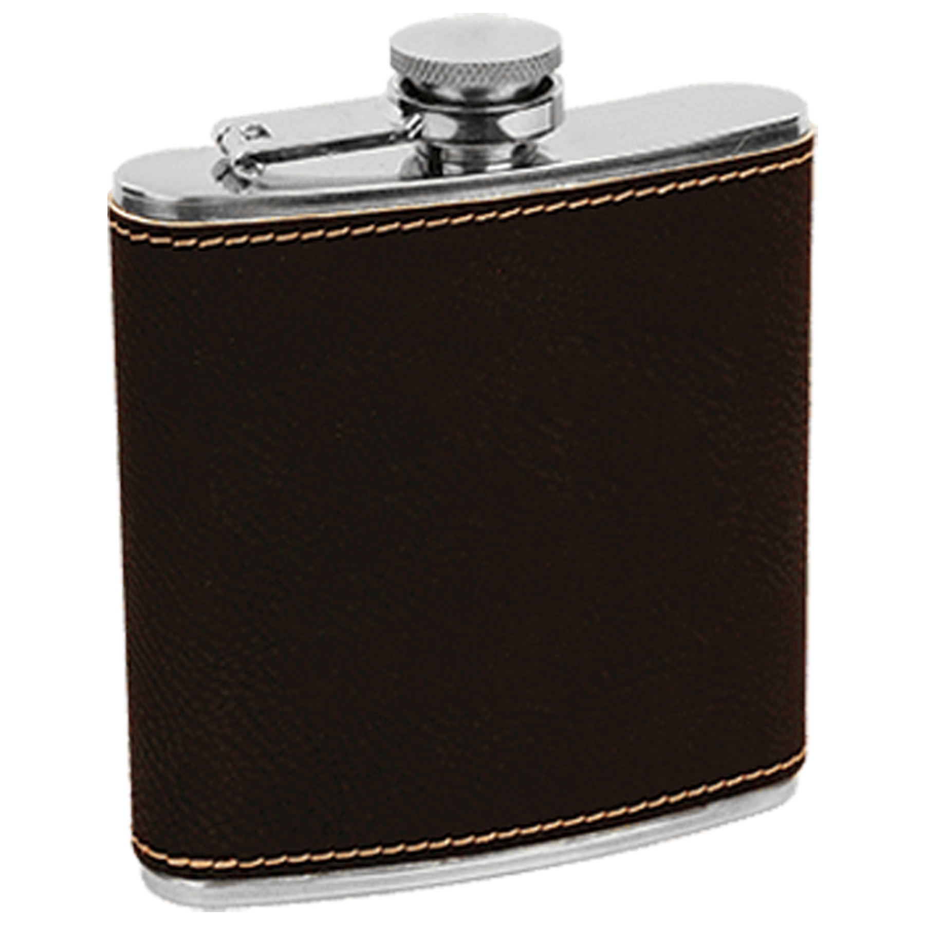 Black/Gold Leatherette Stainless Steel Flask, custom water bottle with logo imprint 3