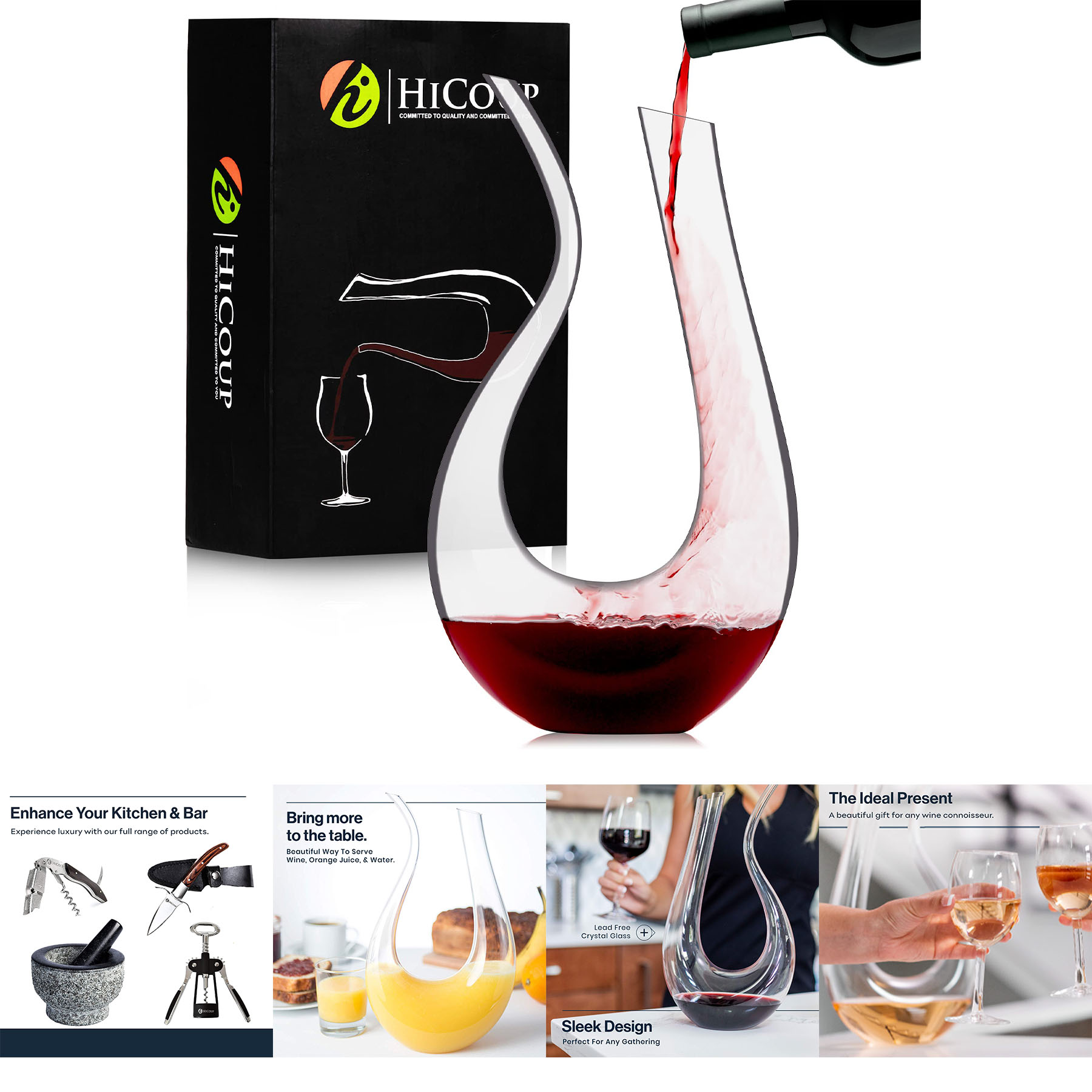 Red Wine Decanter with Aerator 2