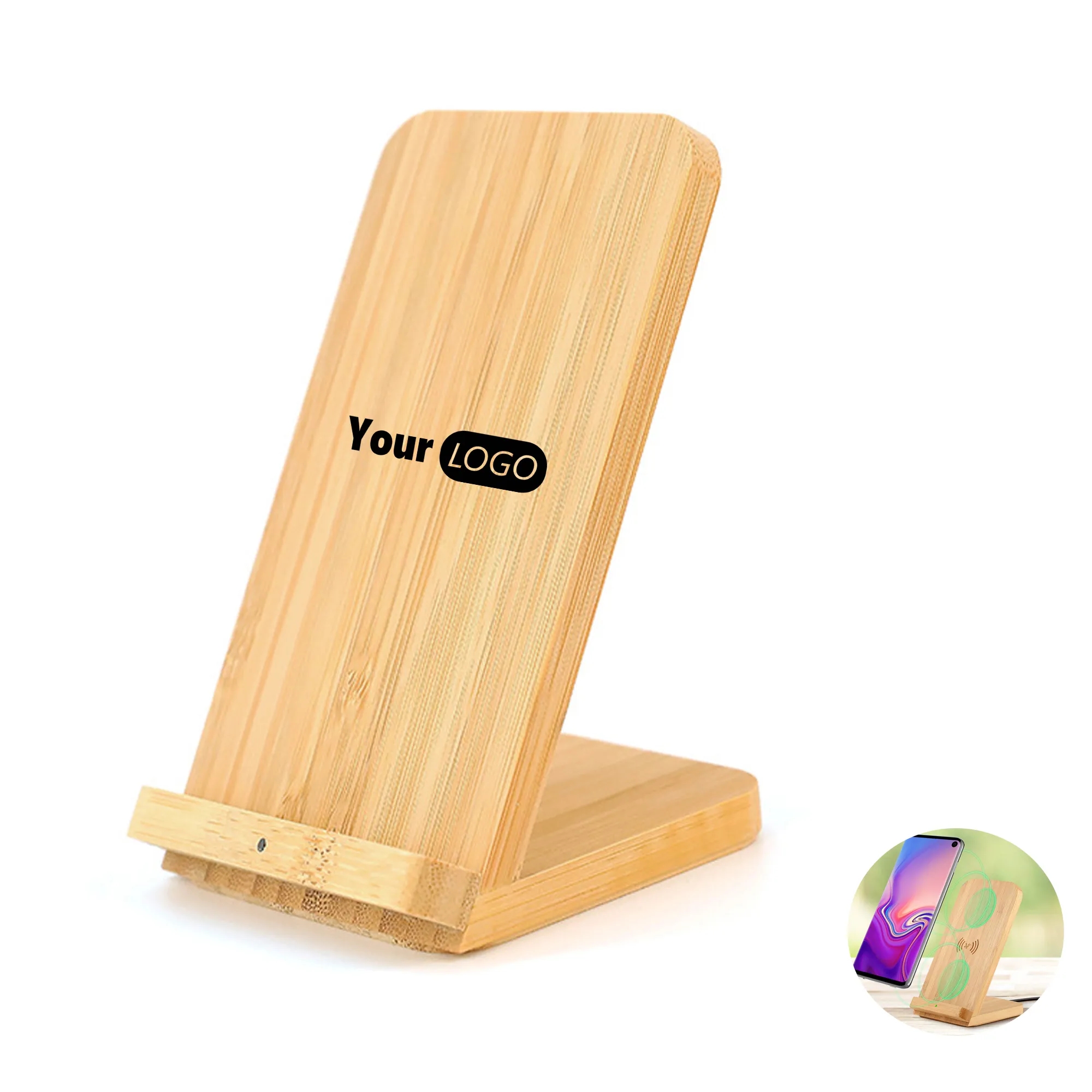 Bamboo Fast Wireless Charger Stand Wood 1