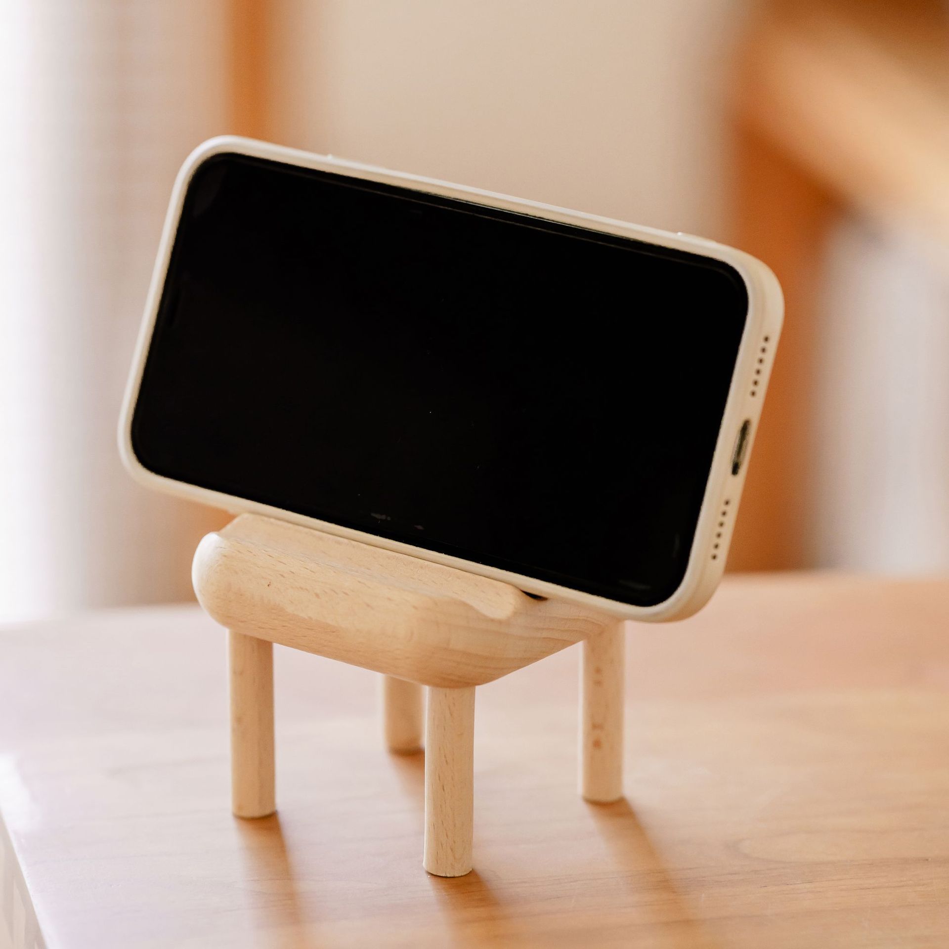 Wood Chair Phone Stand 1
