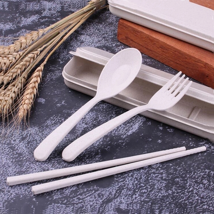 3pcs Portable Wheat Straw Cutlery Set For Child 3