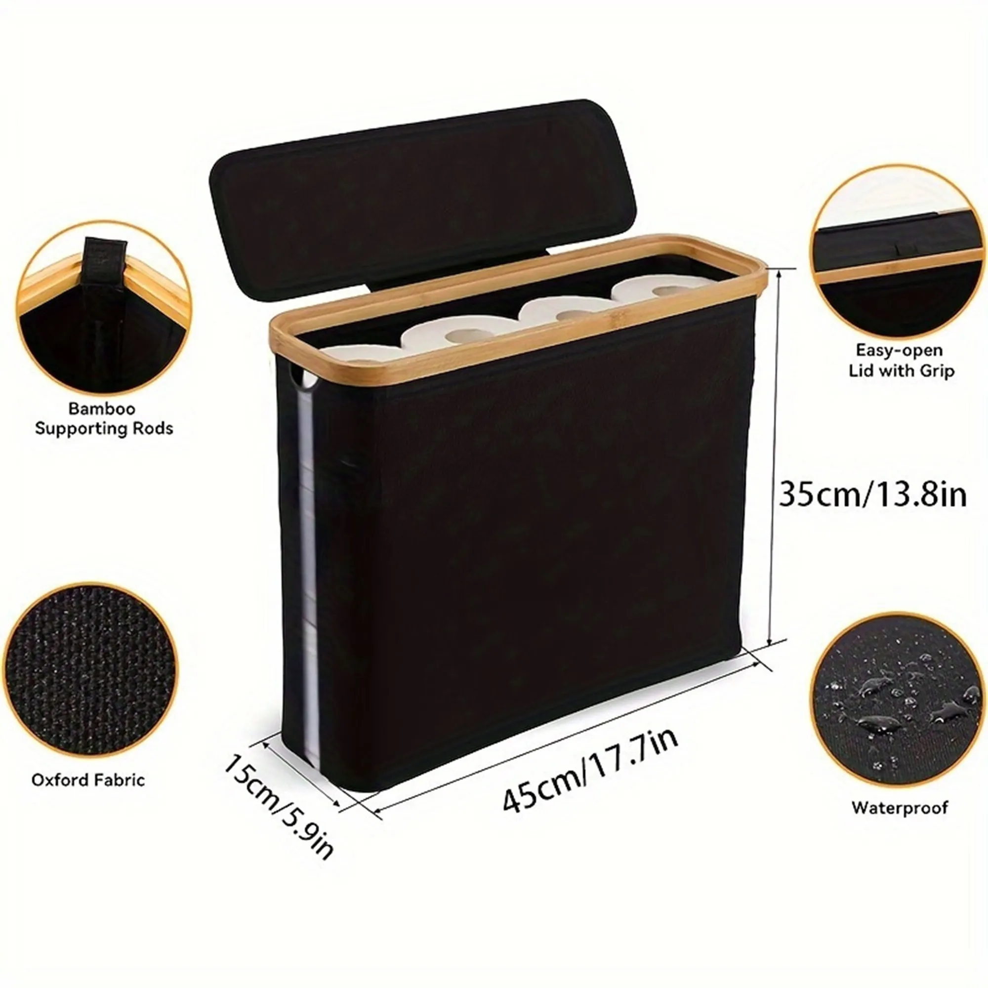 Oxford Fabric Bathroom Storage Box Foldable Waterproof 4