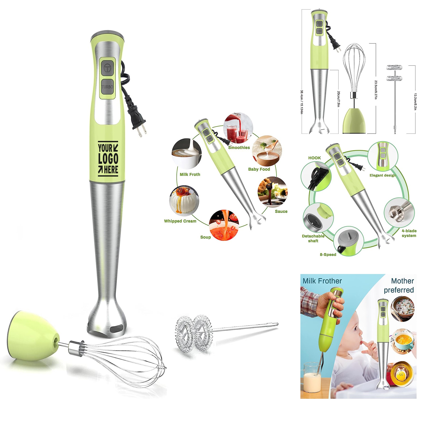 3-in-1 8-Speed Stick Blender with Milk Frother, Egg Whisk 2