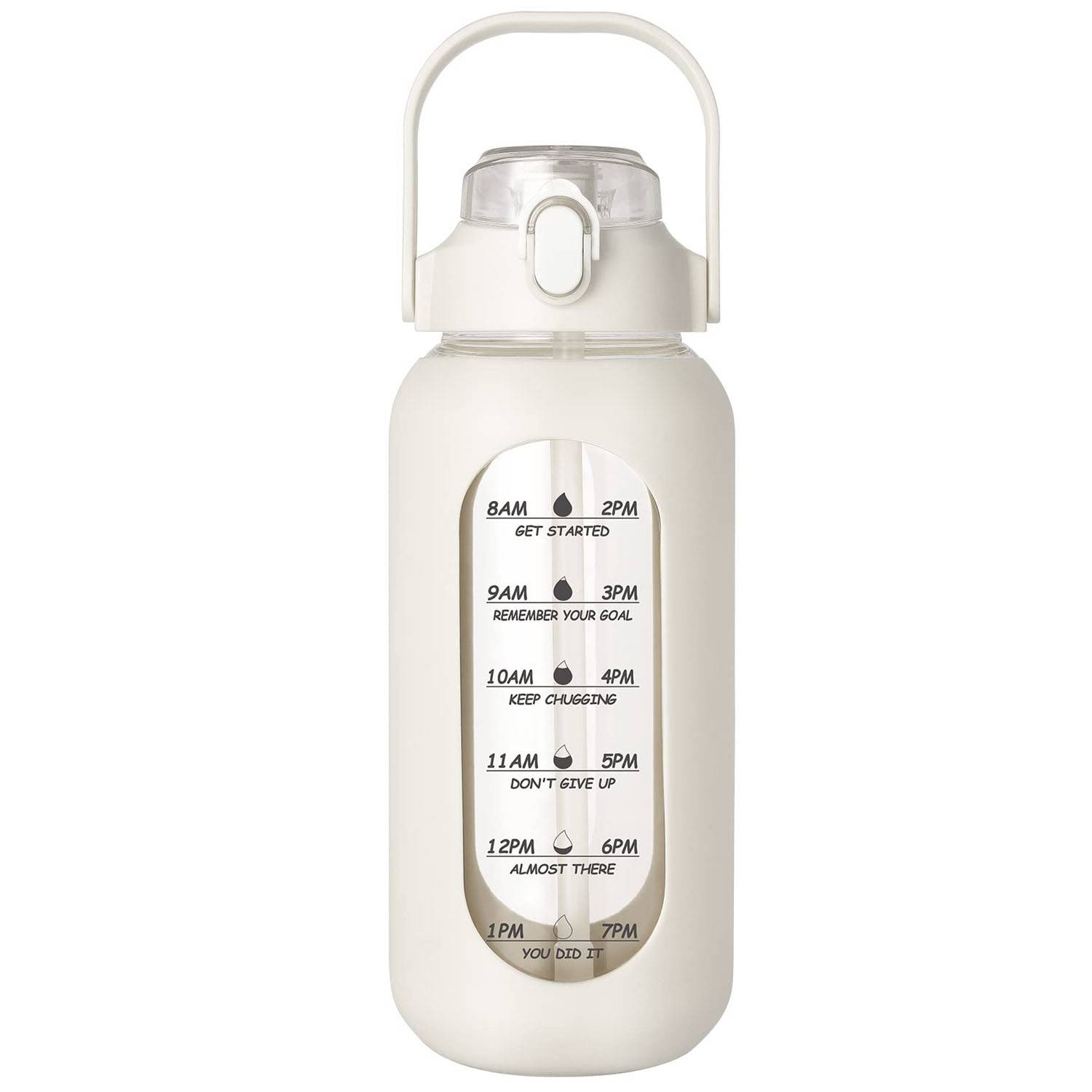 64oz Portable Glass Water Bottle w/ Straw Lid 4