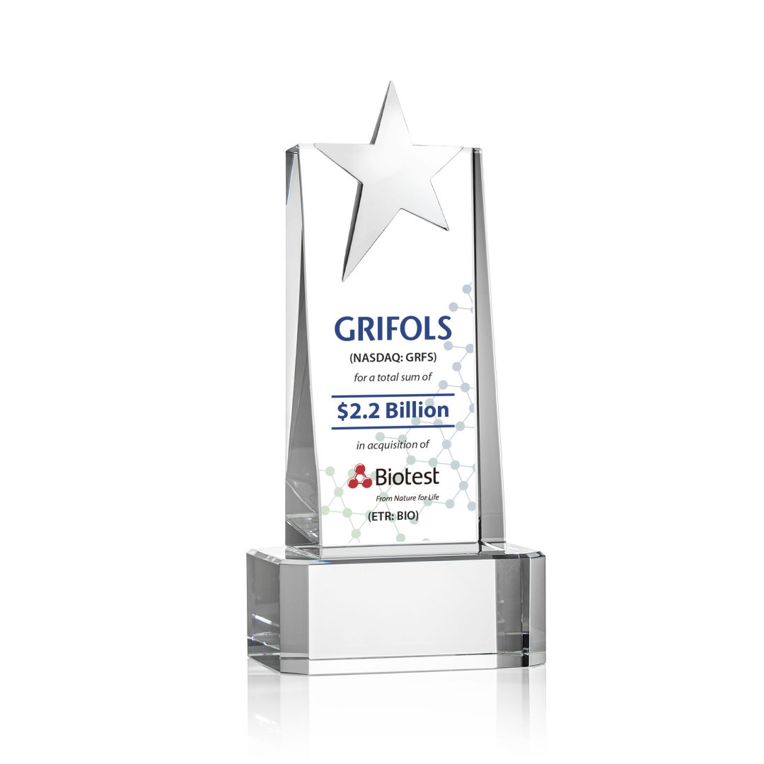 Fanshaw Silver Star VividPrint™ Award on Base - Clear 9