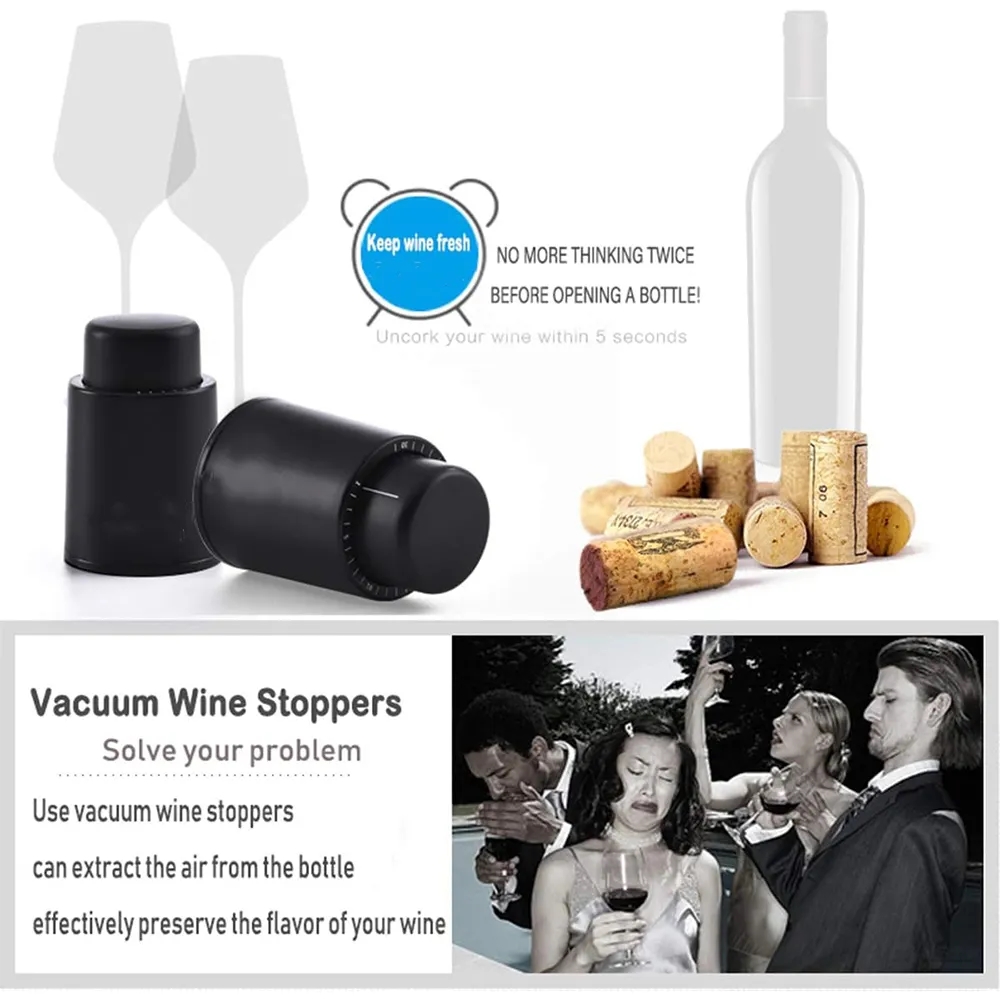 Custom Reusable Real Vacuum Wine Bottle Stoppers Preserver 6