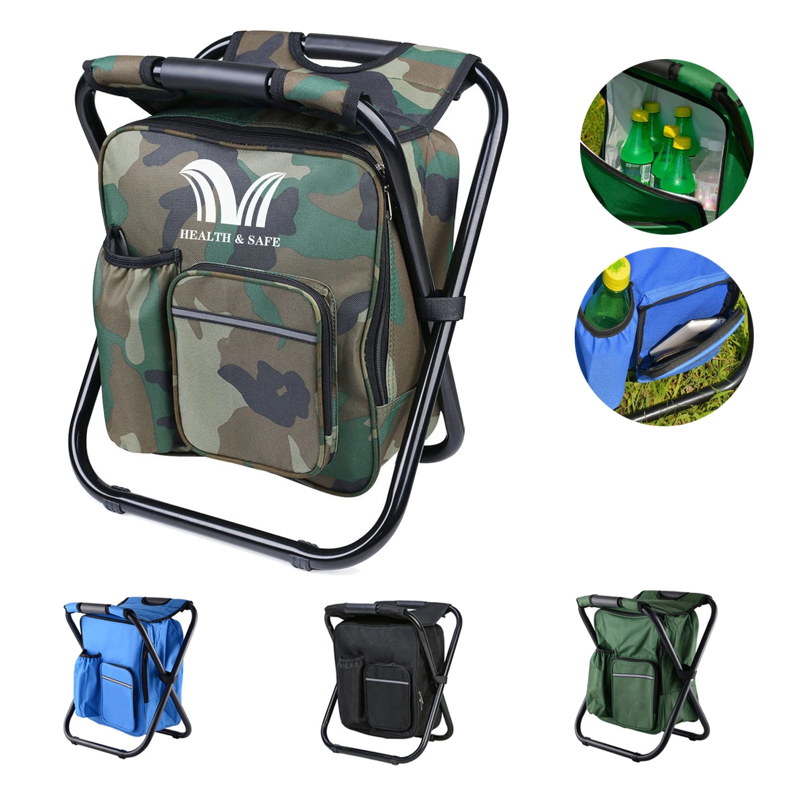 Foldable Waterproof Oxford Cooler Backpack Camping Chair 2