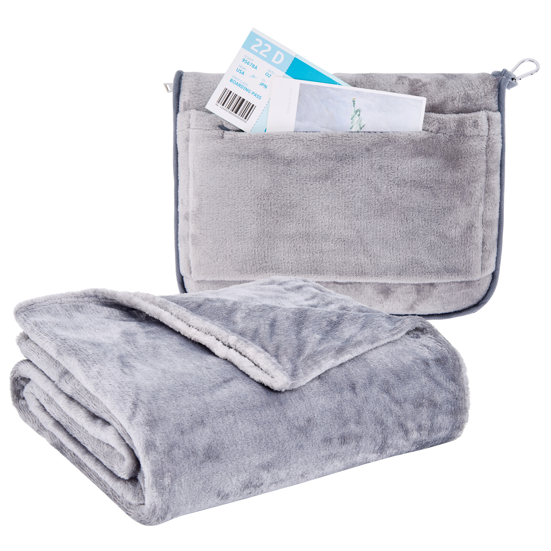 Plush Flannel Travel Blanket & Pillow Combo 17