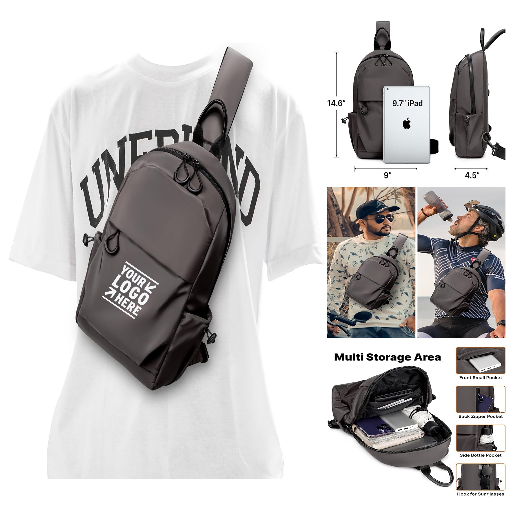 Crossbody Backpack Travel Daypacks Chest Pack Outdoor Shoulder Men One Strap Small Sling Bag 1