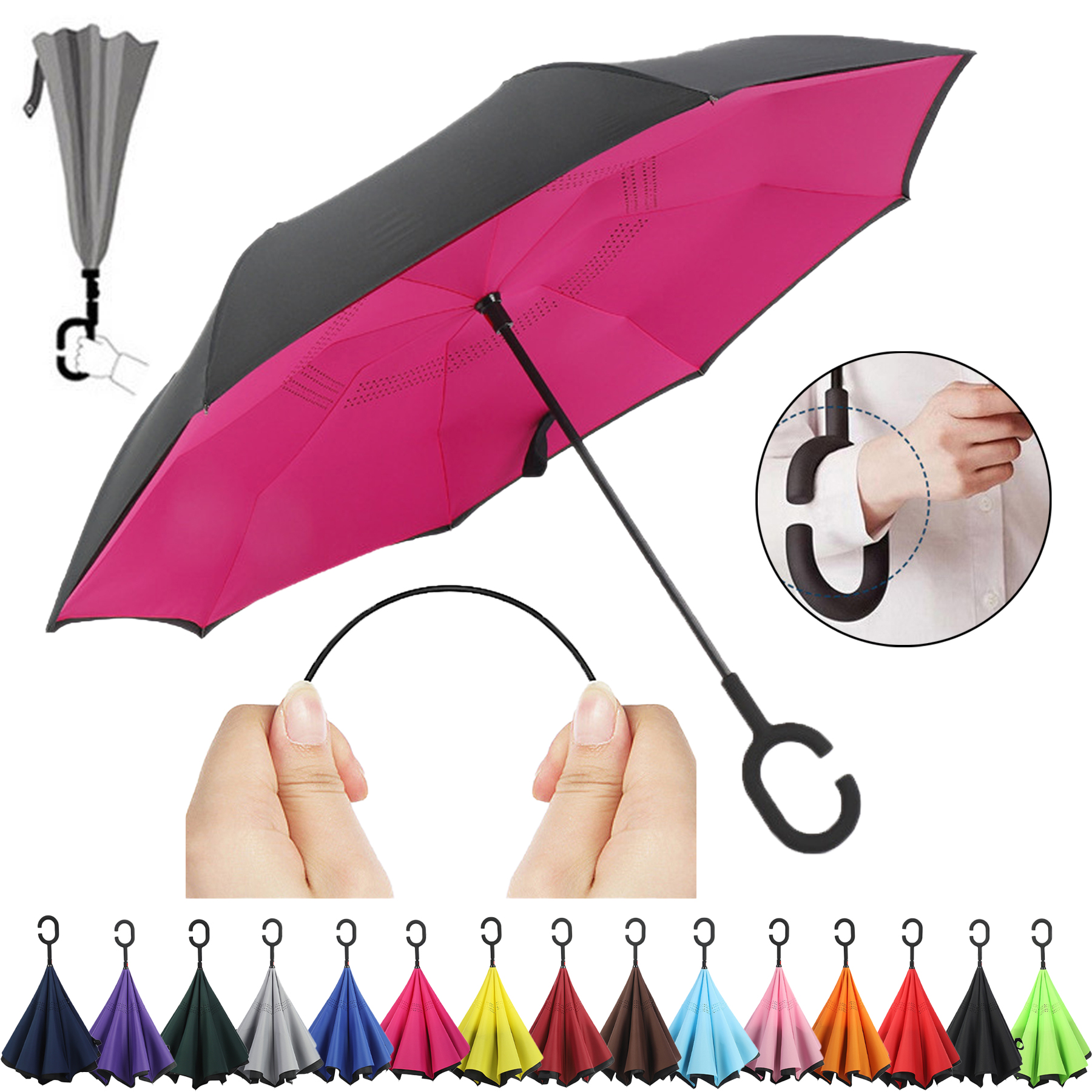 Auto Open Reverse Inverted Umbrella 1