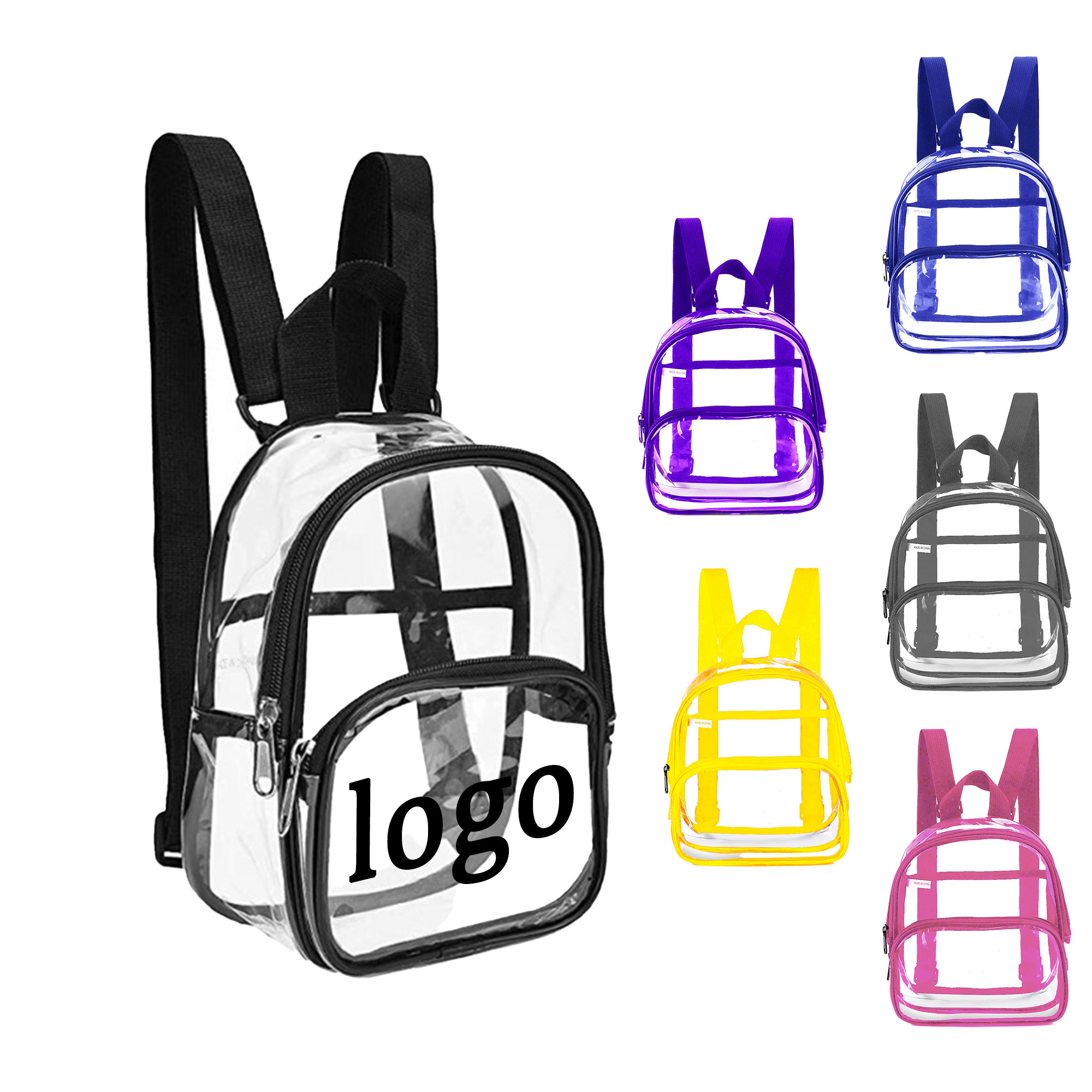 MOQ 30 Transparent Backpack 9"L x 7.5"W x 2.8"H 1